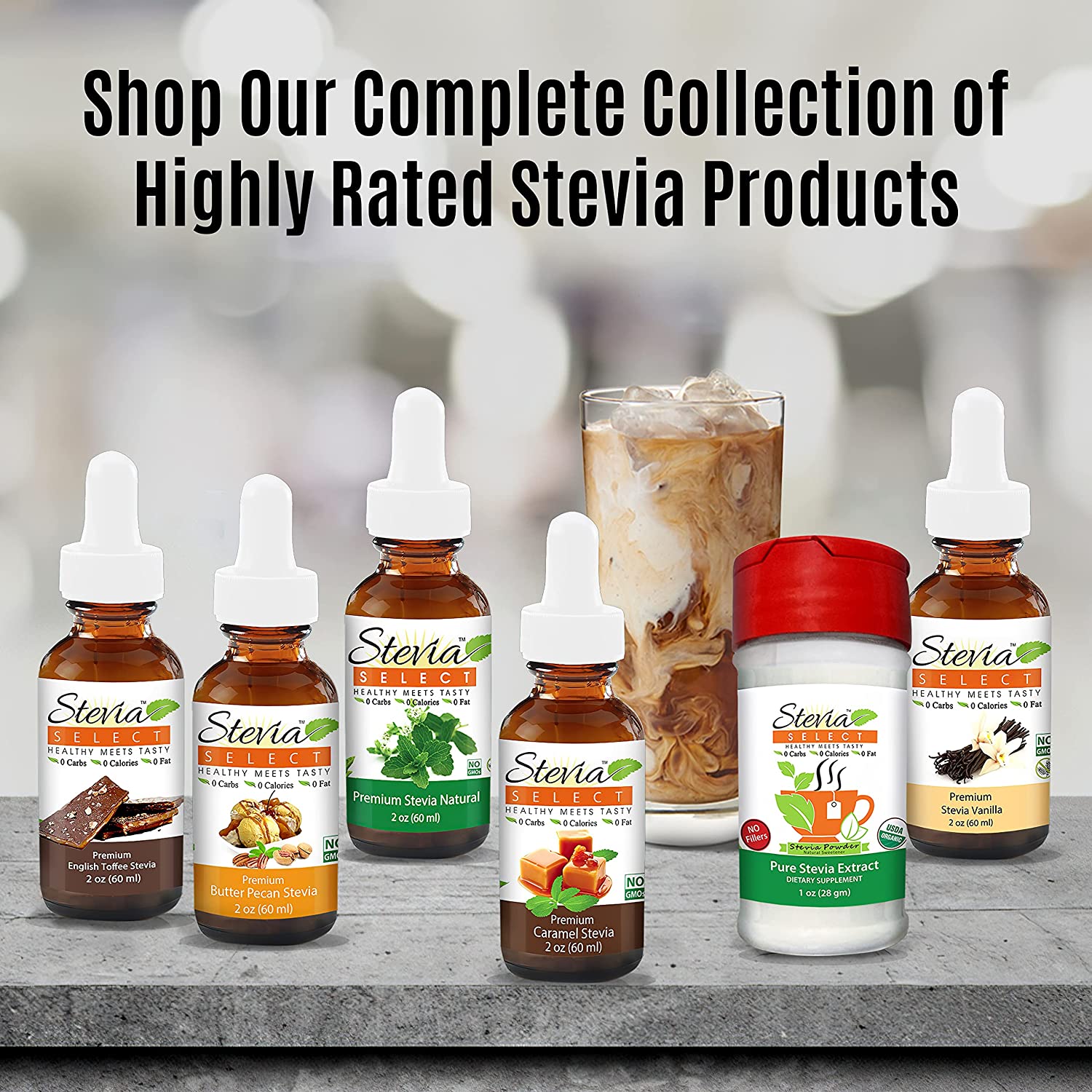 Stevia Drops Maple, Caramel, & Irish Cream Stevia Select Keto Coffee Sugar-Free Stevia Flavors Bundl