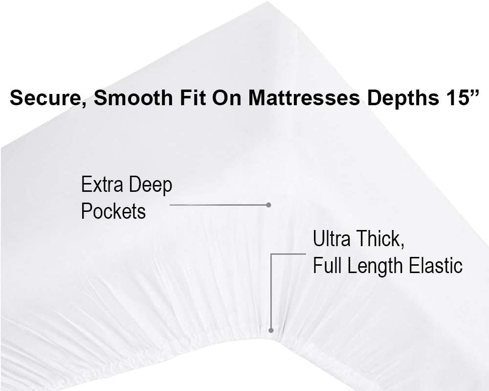 100% Cotton Sheet Set King-Bright White Sheet Sets King Size-300 Thread Count Sheets King-Long Stapl