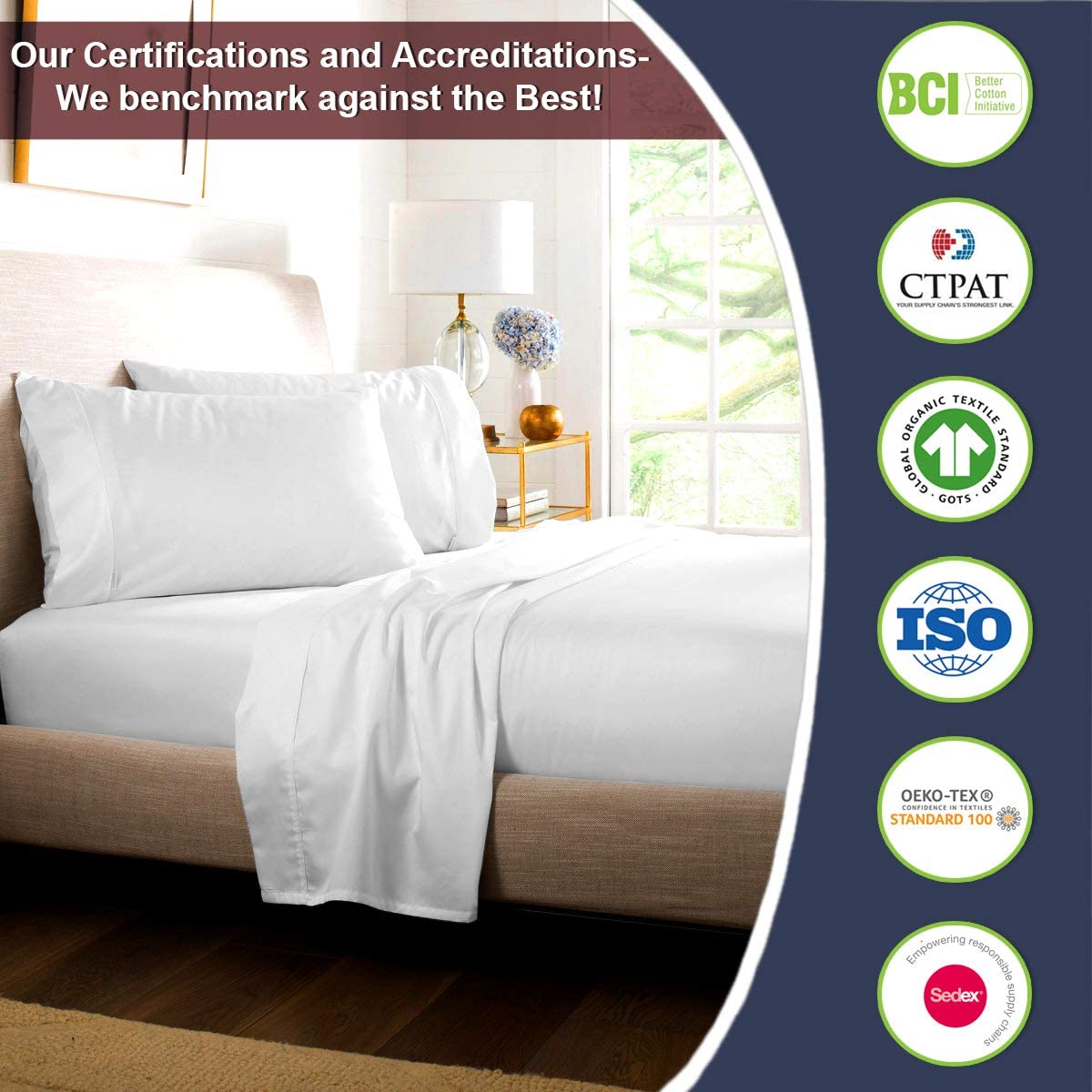 100% Cotton Sheet Set King-Bright White Sheet Sets King Size-300 Thread Count Sheets King-Long Stapl