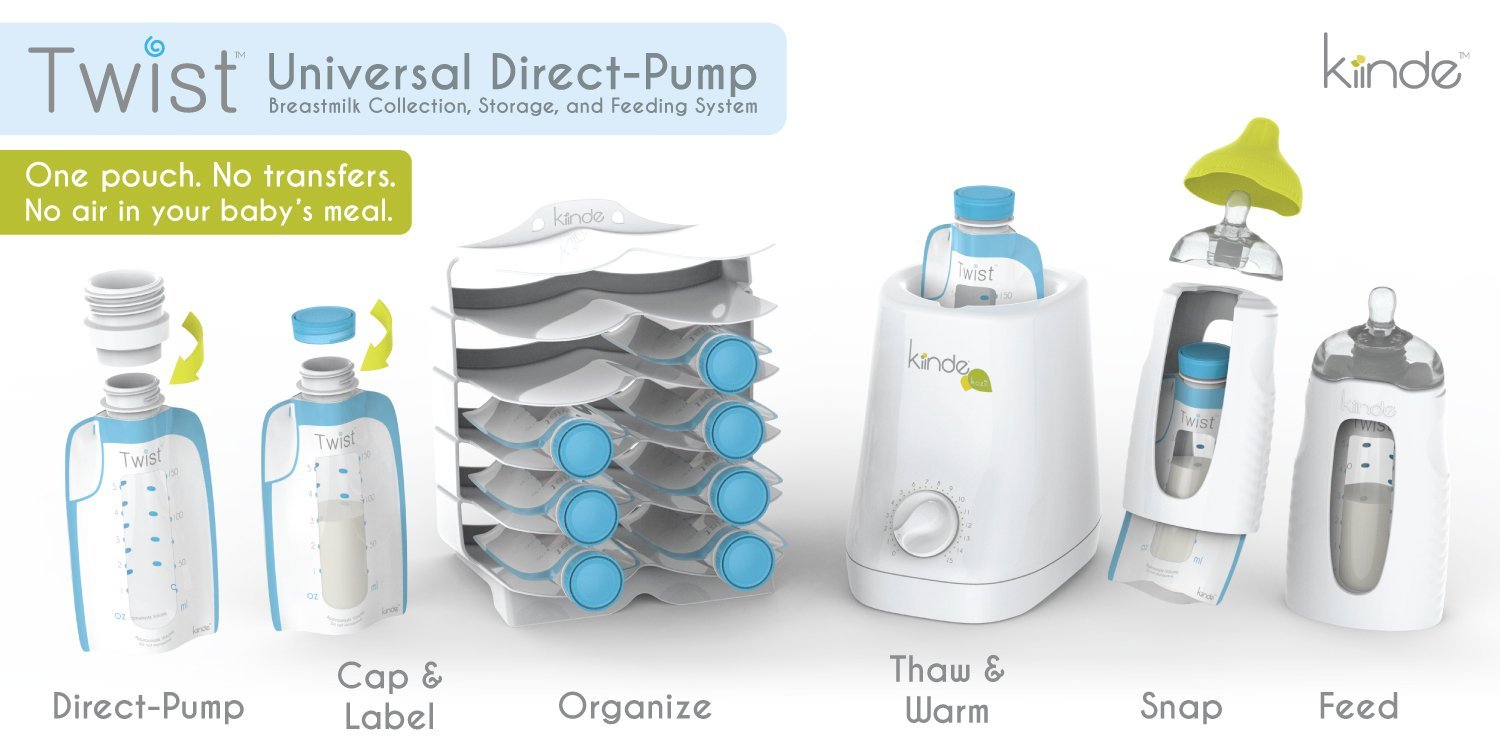 Kiinde Twist Pouch Direct-Pump Direct-Feed Twist Cap Breast Milk Storage Bags for Pumping, Freezing,