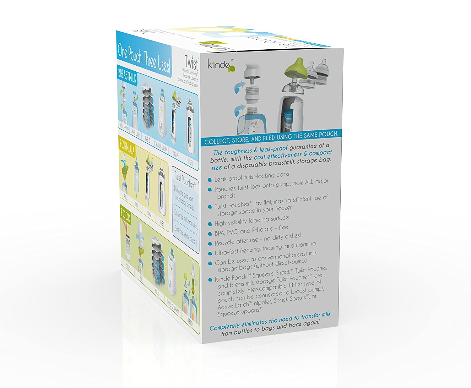 Kiinde Twist Pouch Direct-Pump Direct-Feed Twist Cap Breast Milk Storage Bags for Pumping, Freezing,