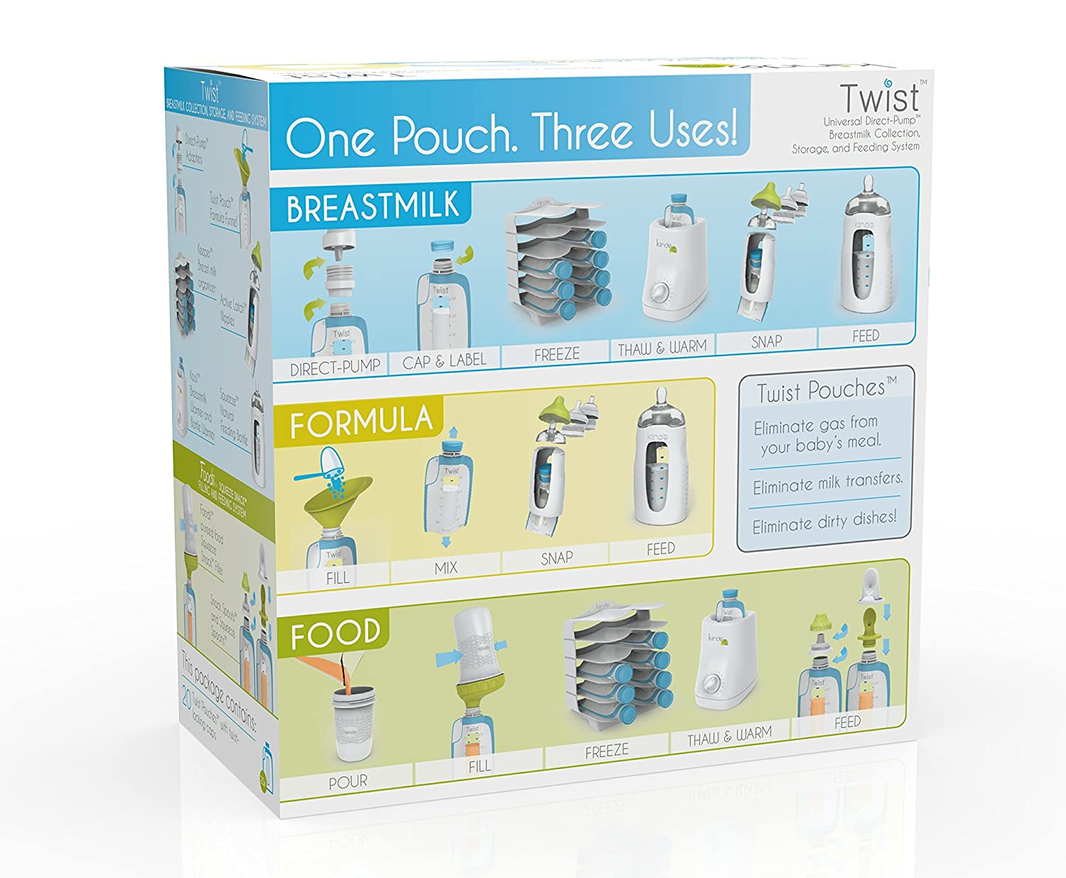 Kiinde Twist Pouch Direct-Pump Direct-Feed Twist Cap Breast Milk Storage Bags for Pumping, Freezing,