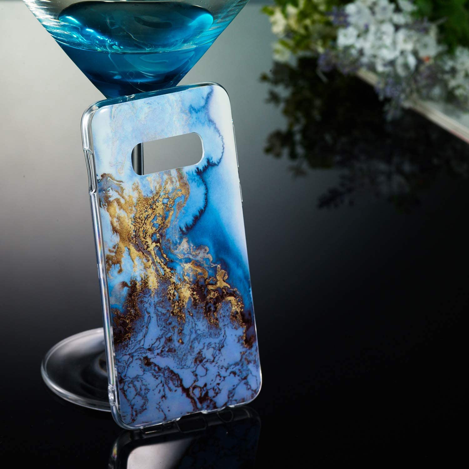 Amocase Marble Case with 2 in 1 Stylus for Samsung Galaxy S10E,Glossy Soft Rubber Silicone TPU Shock