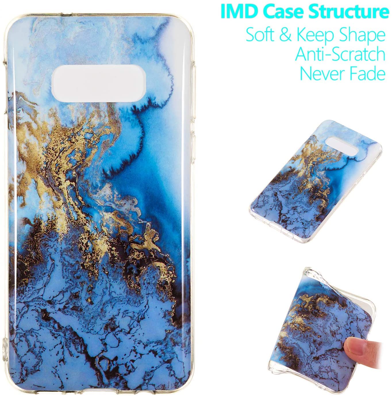 Amocase Marble Case with 2 in 1 Stylus for Samsung Galaxy S10E,Glossy Soft Rubber Silicone TPU Shock