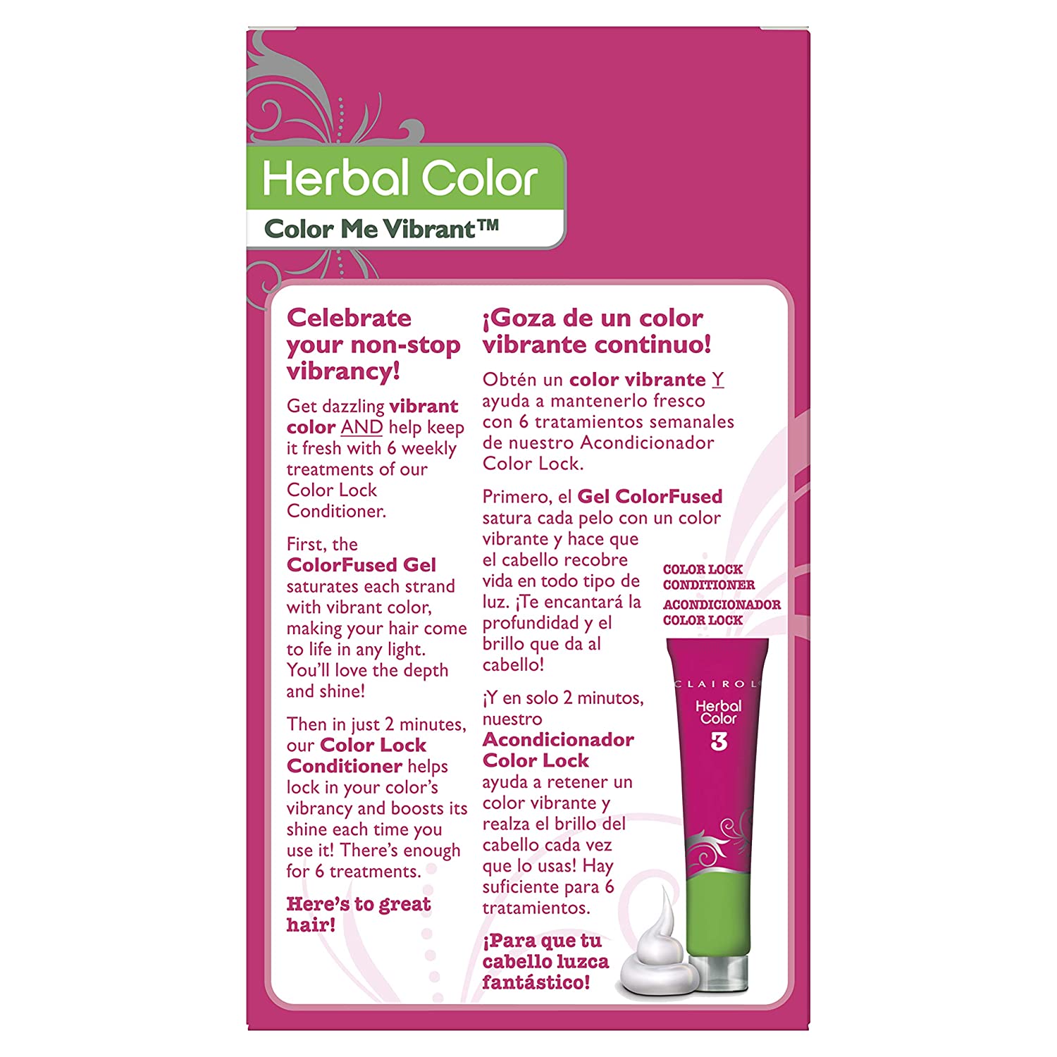 Clairol Herbal Essences Color Me Vibrant Permanent Hair Dye, 44 Deep Red Hair Color, 3 Count