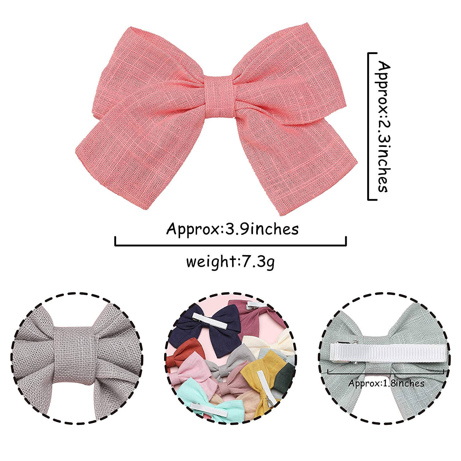 Baby Girl Hair Clips,Bows for Girls,14 Pack 3.8 Inches Bows with Fully Lined Alligator Clip Assorted