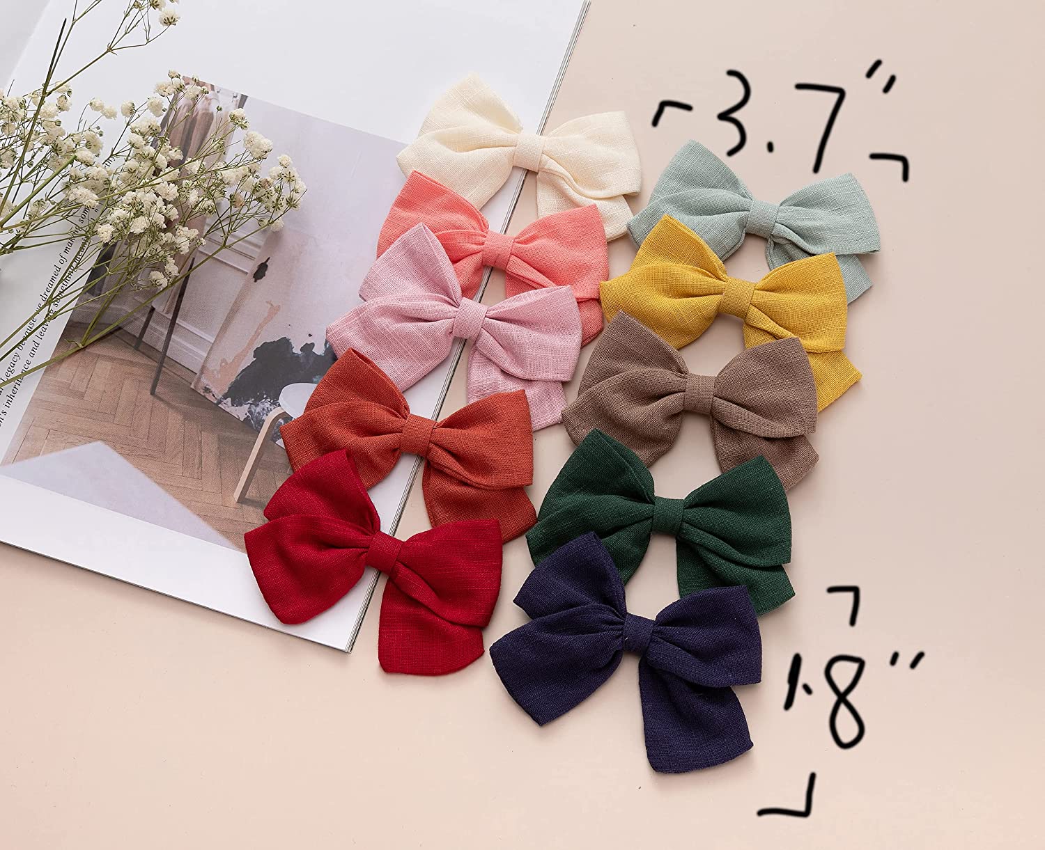 Baby Girl Hair Clips,Bows for Girls,14 Pack 3.8 Inches Bows with Fully Lined Alligator Clip Assorted