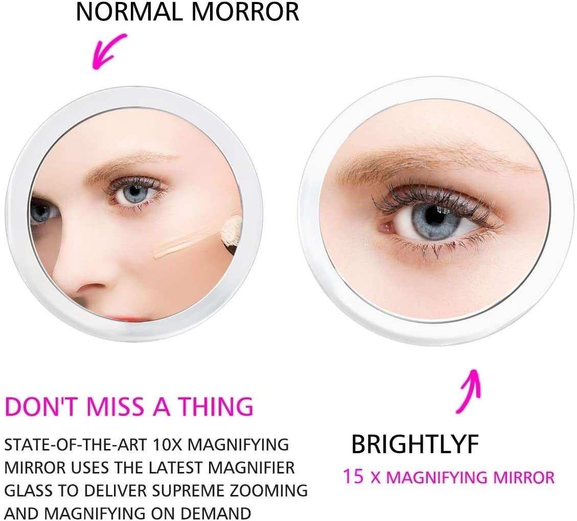 Glam Hobby15X Magnifying Mirror – Use for Makeup Application - Tweezing – and Blackhead/Blemish