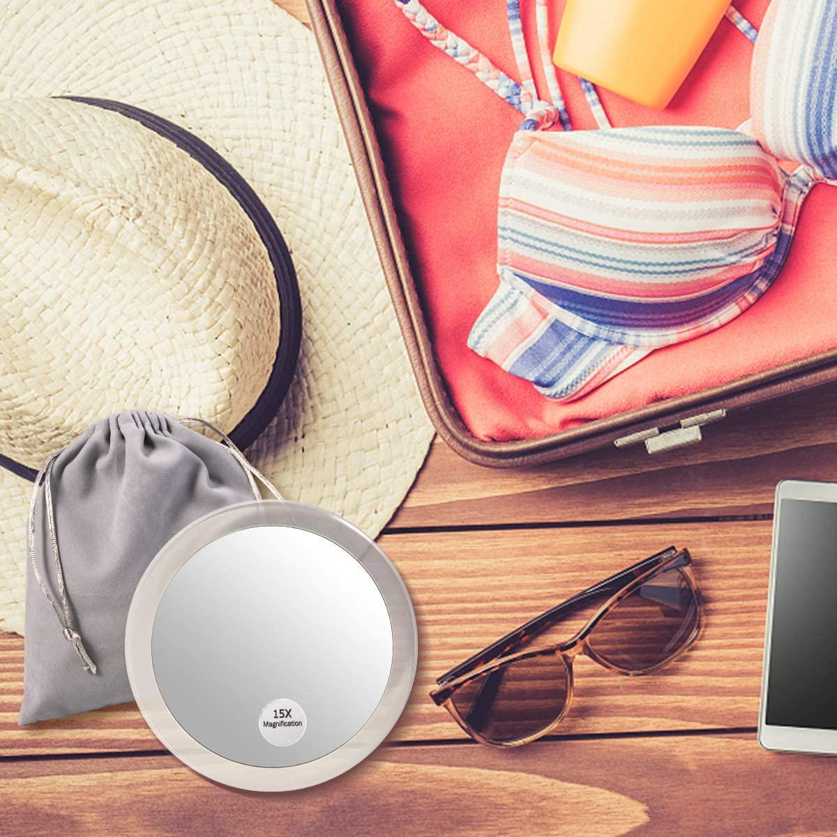 Glam Hobby15X Magnifying Mirror – Use for Makeup Application - Tweezing – and Blackhead/Blemish