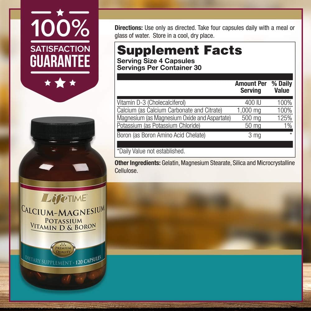 Lifetime Calcium Magnesium Potassium, Vitamin D & Boron | Support Bone & Muscle Health | Easy Absorp