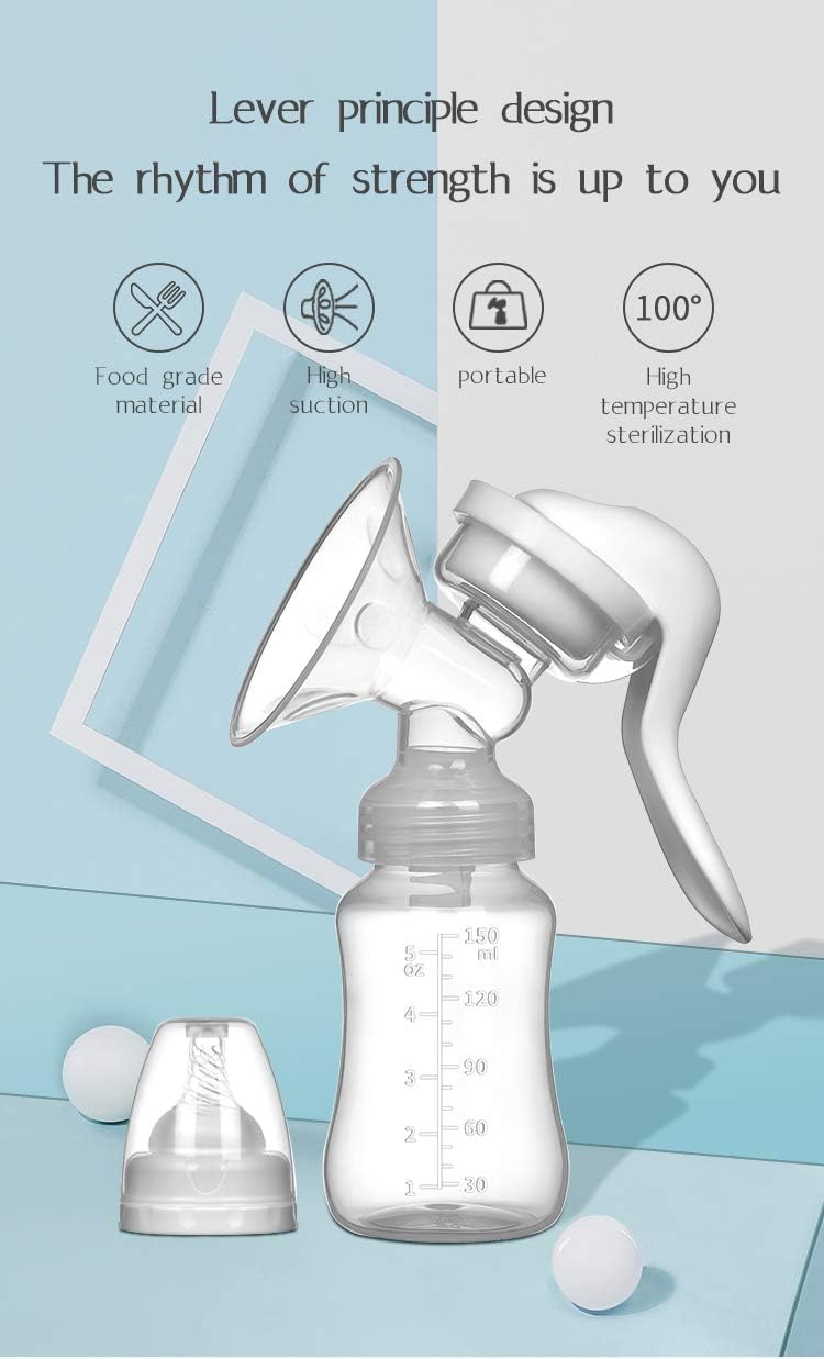 JADE KIT Manual Breast Pump, Adjustable Suction Silicone Hand Pump Breastfeeding, Small Portable Man