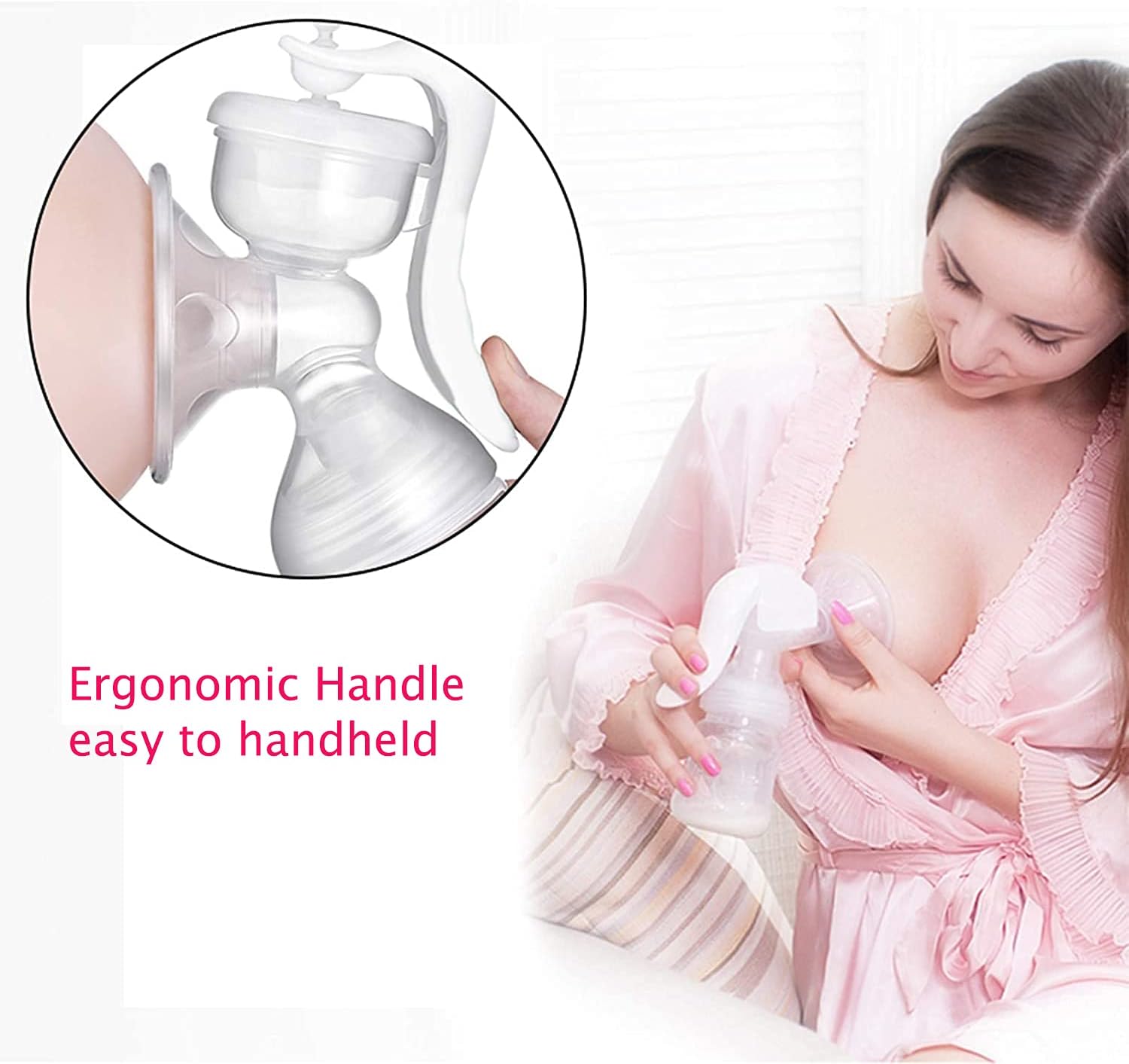 JADE KIT Manual Breast Pump, Adjustable Suction Silicone Hand Pump Breastfeeding, Small Portable Man