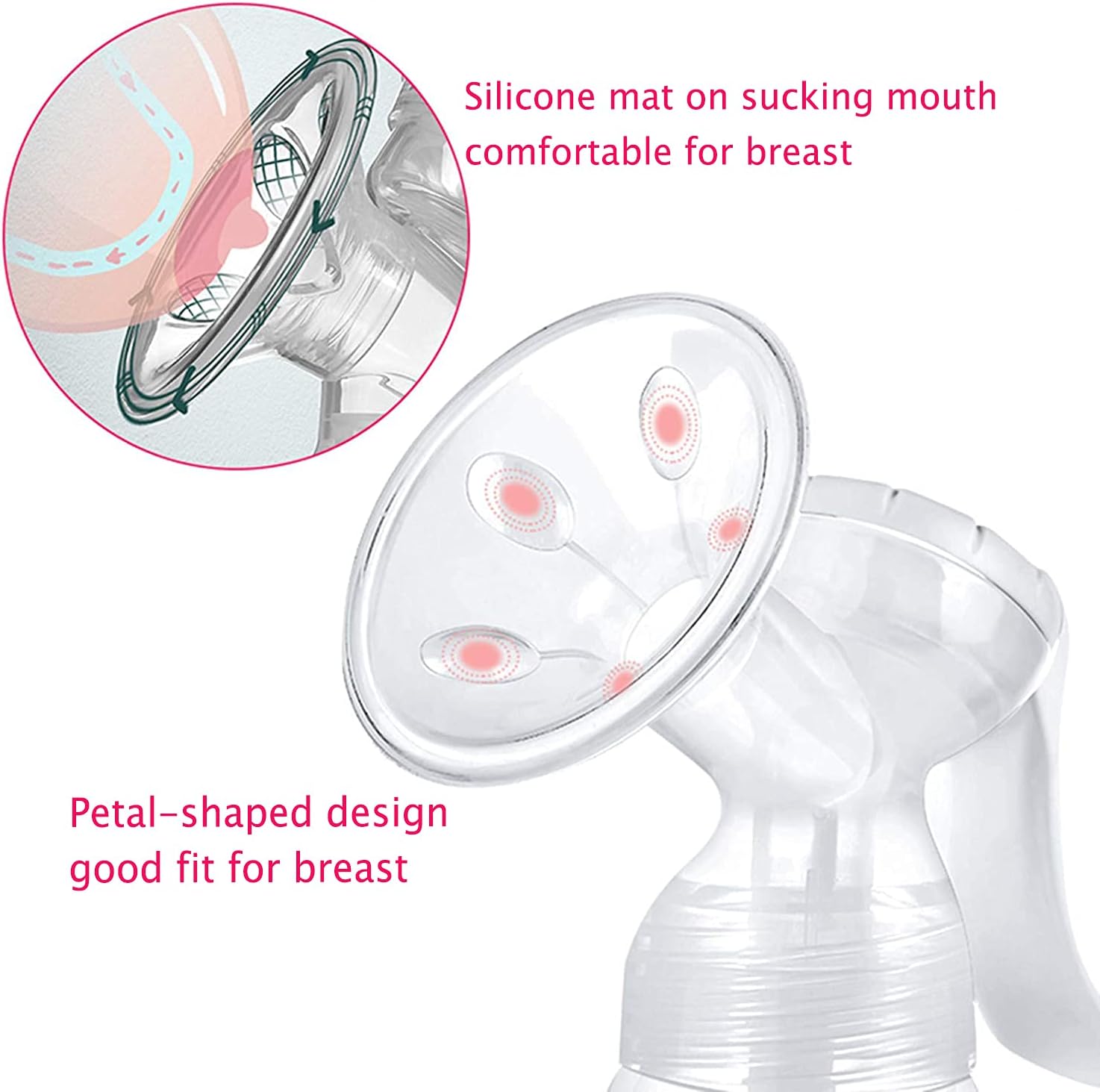 JADE KIT Manual Breast Pump, Adjustable Suction Silicone Hand Pump Breastfeeding, Small Portable Man