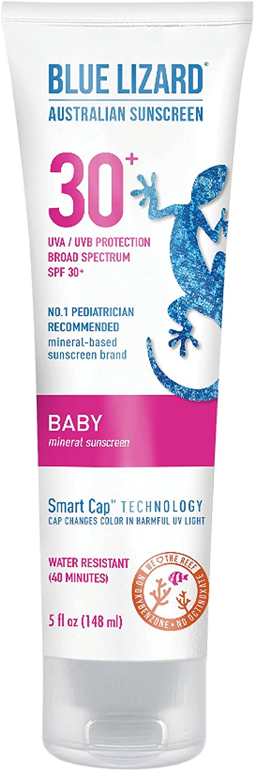 BLUE LIZARD Baby Mineral Sunscreen with Zinc Oxide, SPF 30+, Water Resistant, UVA/UVB Protection wit