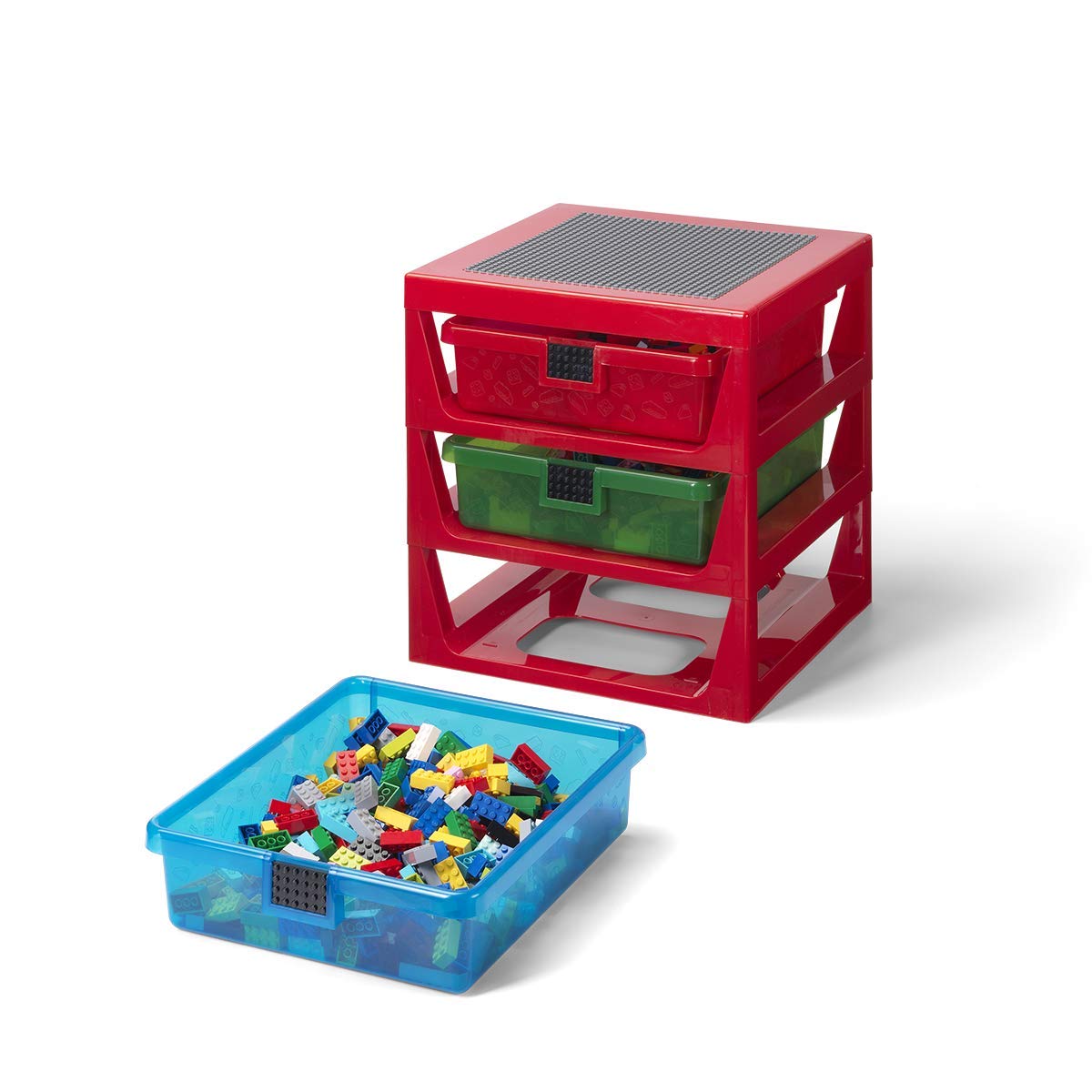 Lego 3-Drawer Storage Rack System, 13-2/3 x 12-3/4 x 15 Inches, Red