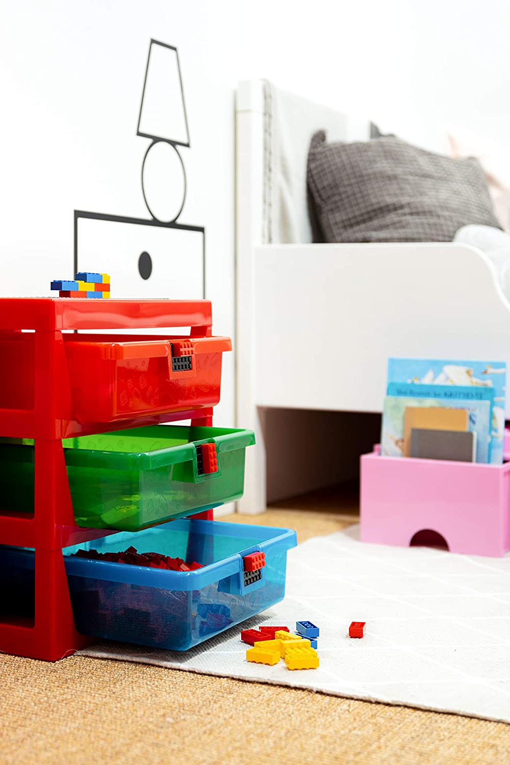 Lego 3-Drawer Storage Rack System, 13-2/3 x 12-3/4 x 15 Inches, Red