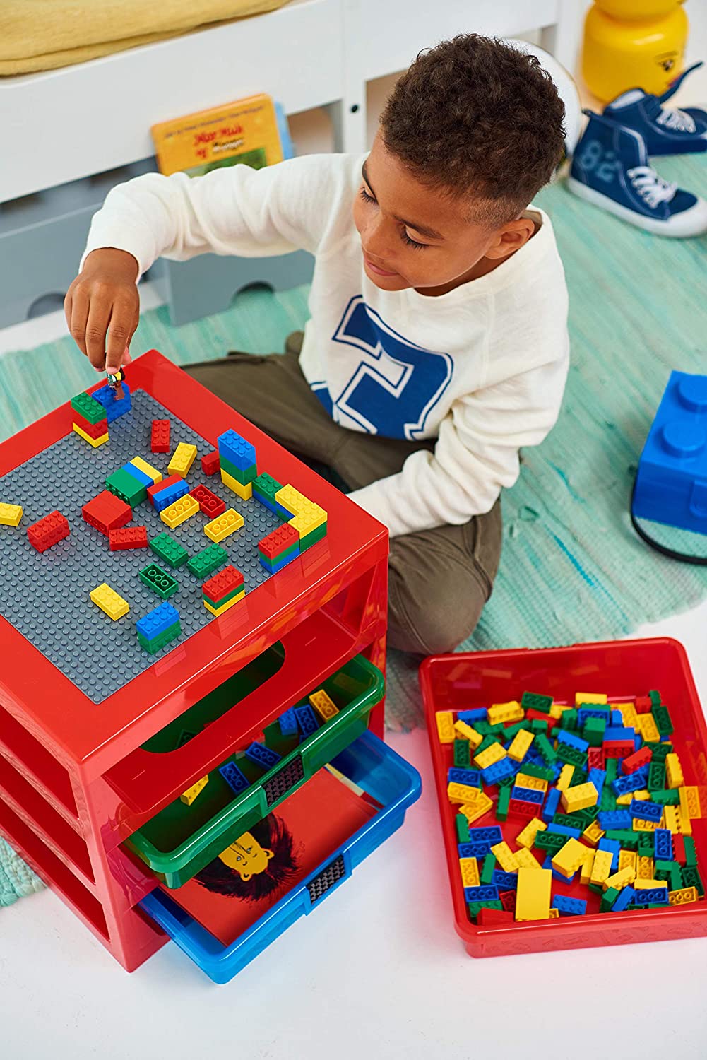 Lego 3-Drawer Storage Rack System, 13-2/3 x 12-3/4 x 15 Inches, Red