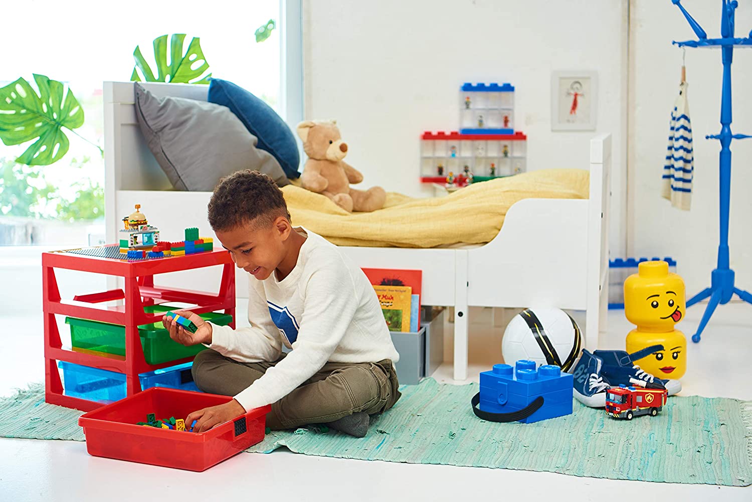 Lego 3-Drawer Storage Rack System, 13-2/3 x 12-3/4 x 15 Inches, Red