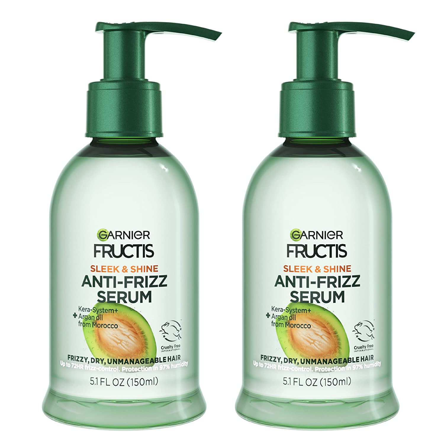 Garnier Fructis Sleek and Shine Anti-Frizz Serum for Frizzy, Dry, Unmanageable Hair, 5.1 Ounce (2 Co