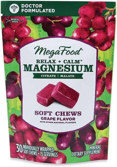 MegaFood Relax + Calm Magnesium Soft Chews - Magnesium Supplement from Citrate and Malate - Gluten F
