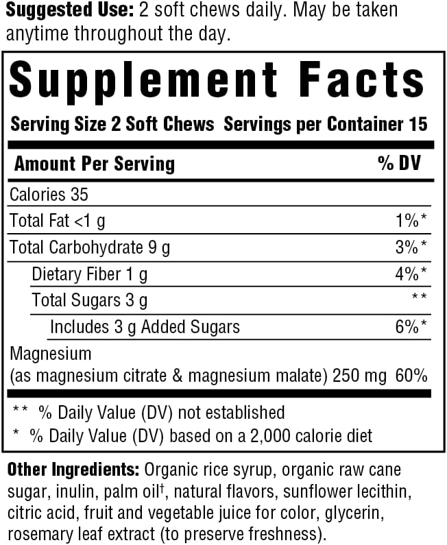 MegaFood Relax + Calm Magnesium Soft Chews - Magnesium Supplement from Citrate and Malate - Gluten F