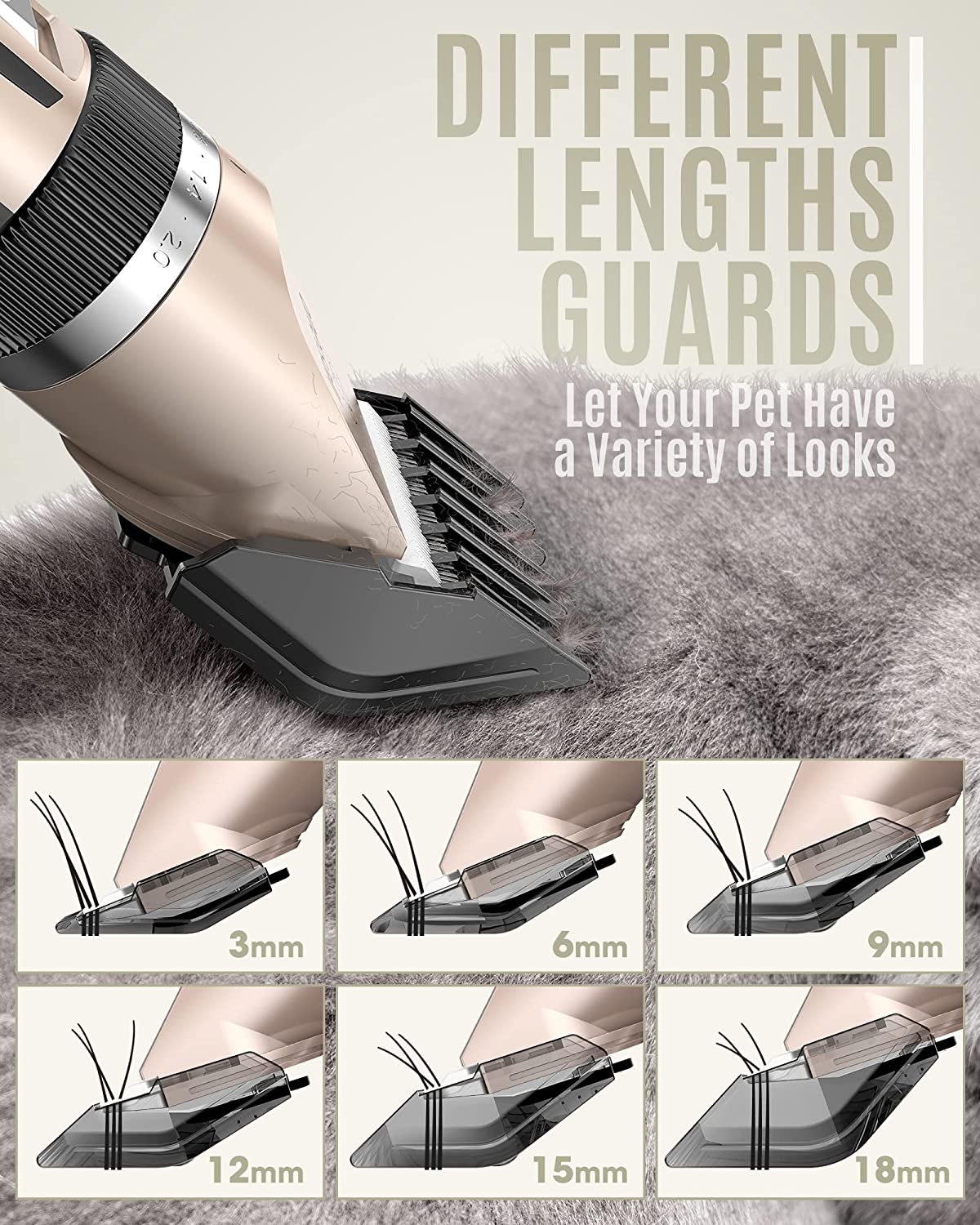oneisall Dog Shaver Clippers Low Noise Rechargeable Cordless Electric Quiet Hair Clippers Set for Do