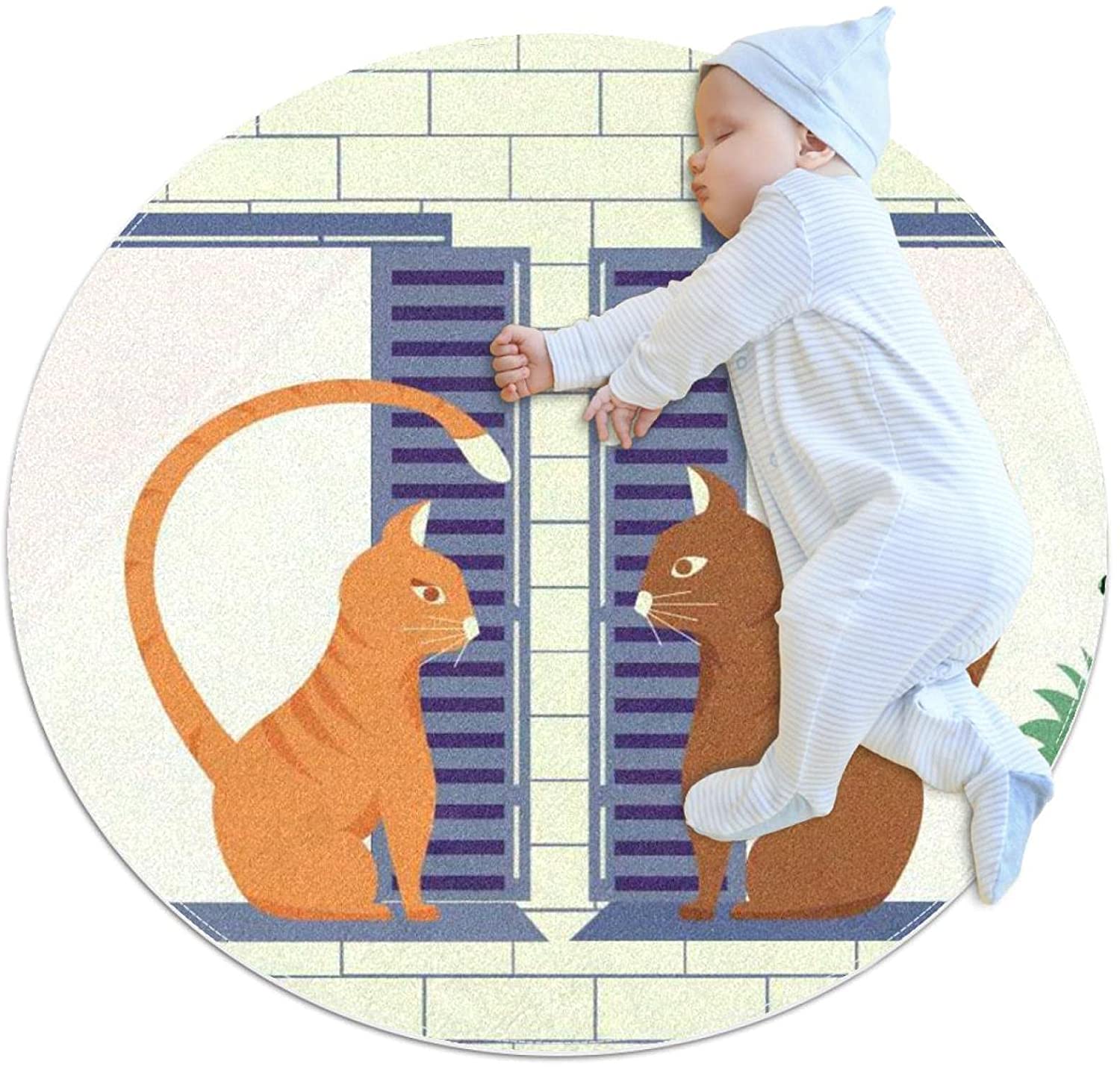 Cats Children Carpet Soft Comfy Round Carpet Bathroom Living Room Non Slip pad for Room Decorate 27.