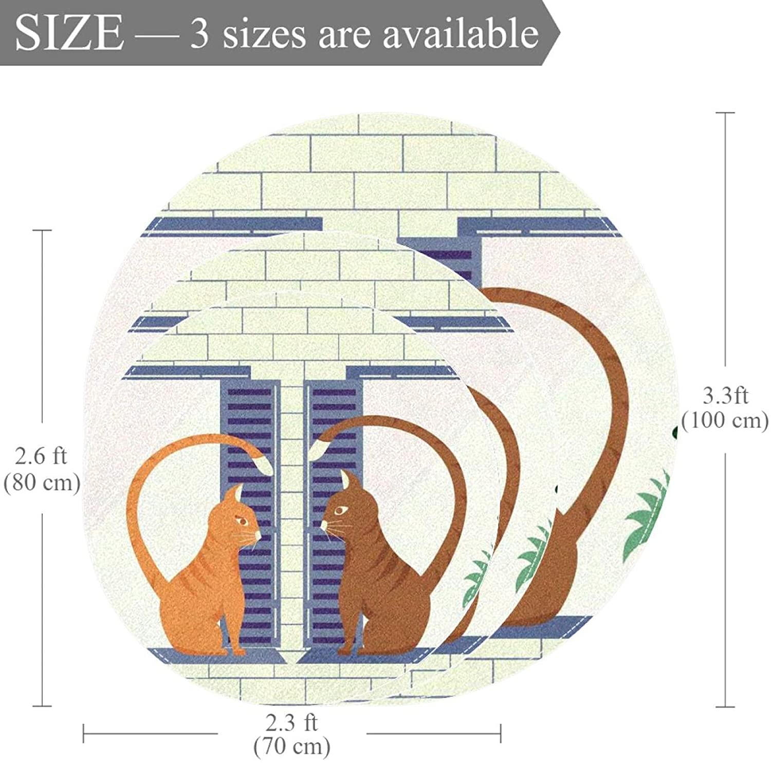 Cats Children Carpet Soft Comfy Round Carpet Bathroom Living Room Non Slip pad for Room Decorate 27.