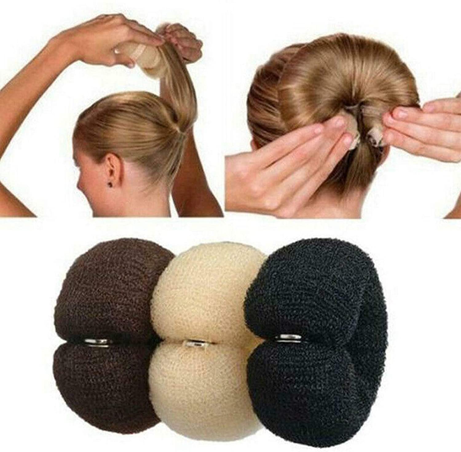 SUNSSHINEE Foam Sponge Hair Styling, 3 Colors Donuts Hair Ring Bun Maker Former, Magic French Twist