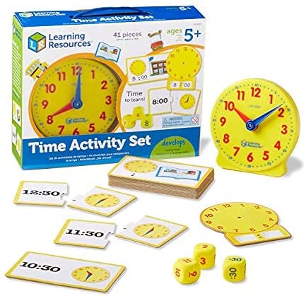 Learning Resources Time Activity Set, Homeschool, Analog Clock, Tactile Learning, 41 Pieces, Ages 5+