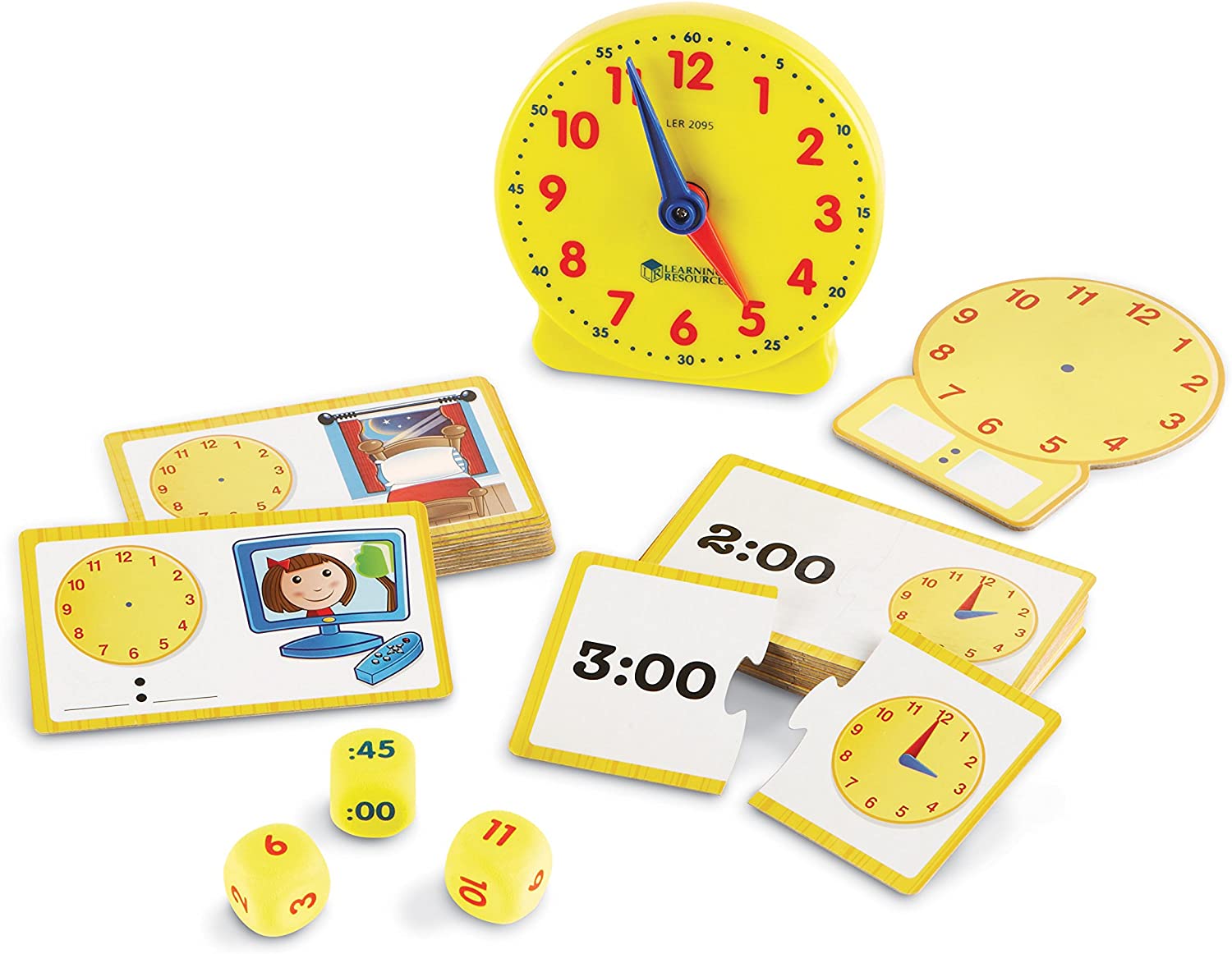 Learning Resources Time Activity Set, Homeschool, Analog Clock, Tactile Learning, 41 Pieces, Ages 5+
