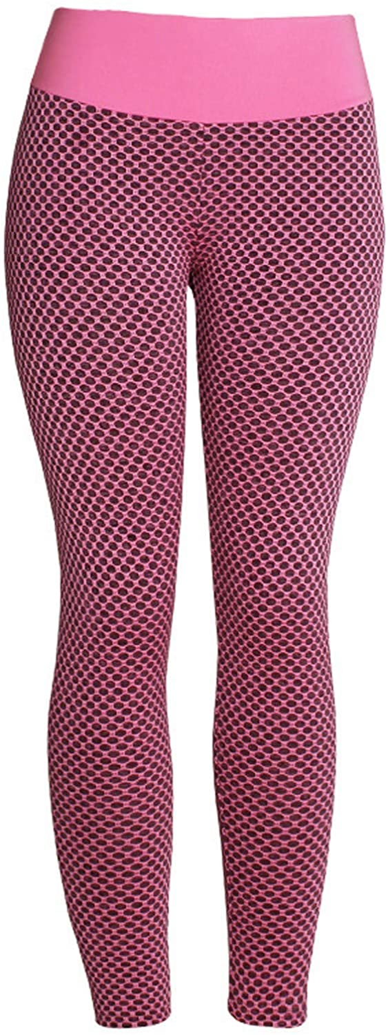 Dosoop 2Pcs High Waist Workout Stretchy Tummy Control Yoga Pants Bubble Hip Butt Lifting Legging Tex