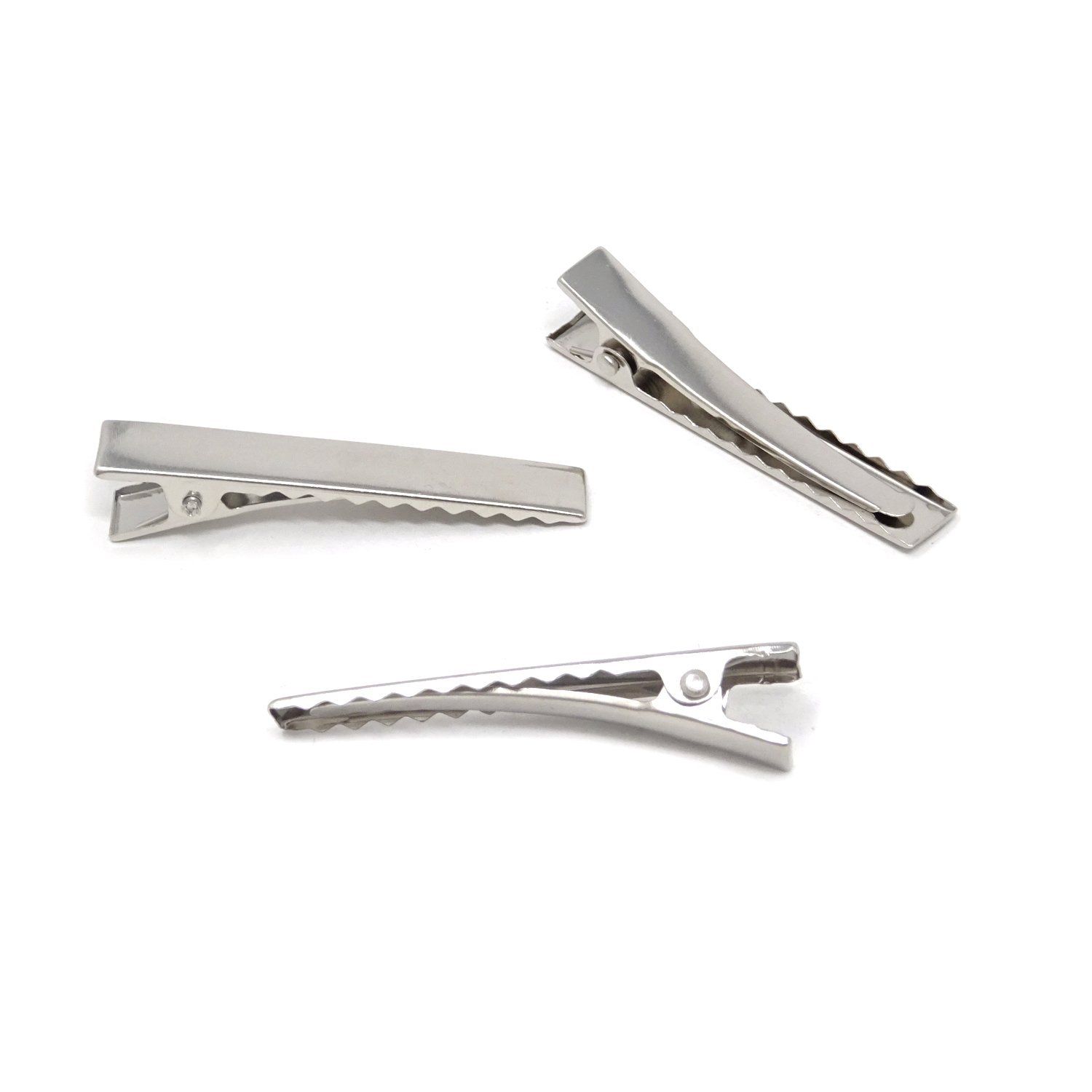 Honbay 50PCS Silver Tone Single Prong Metal Alligator Hair Clip Flat Top with Teeth for Arts & Craft