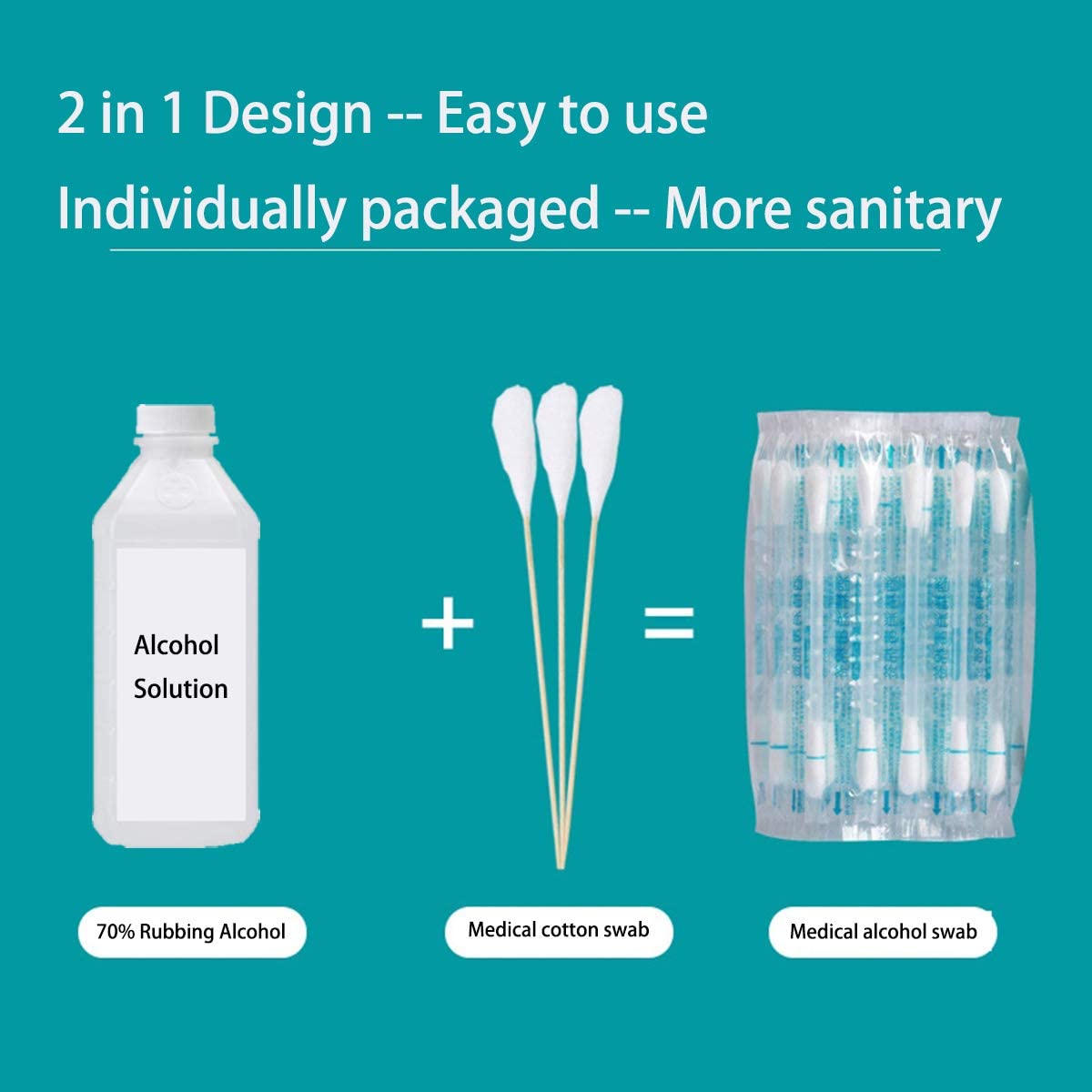 150 - Rubbing Alcohol Q Tips Swabs Cotton Swabsticks Individually Wrapped for Wound Care Trave Newbo