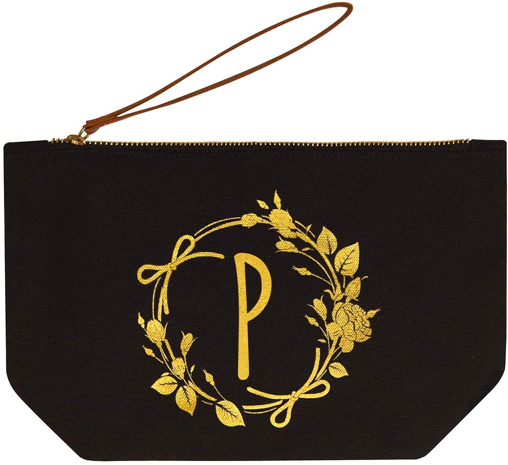 ElegantPark Monogrammed Gifts for Women Personalized Makeup Bag Monogram L Initial Makeup Bag for We