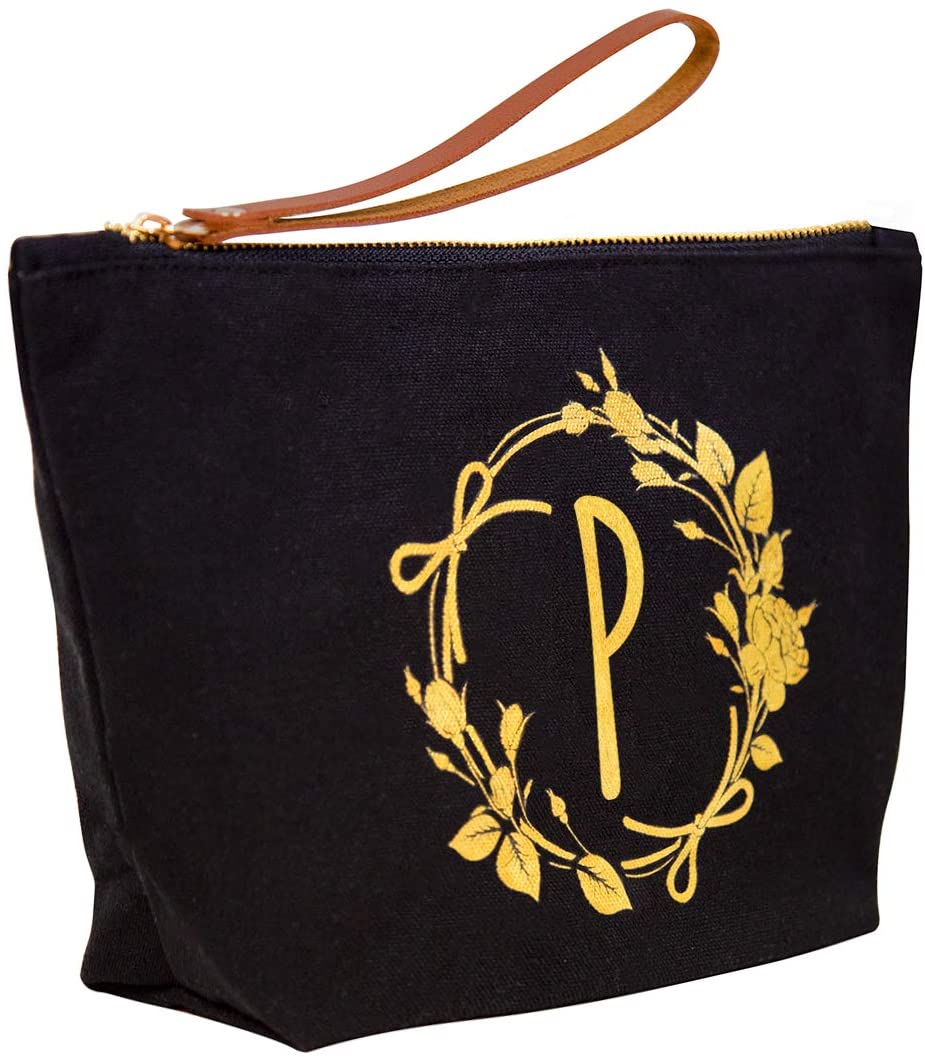 ElegantPark Monogrammed Gifts for Women Personalized Makeup Bag Monogram L Initial Makeup Bag for We