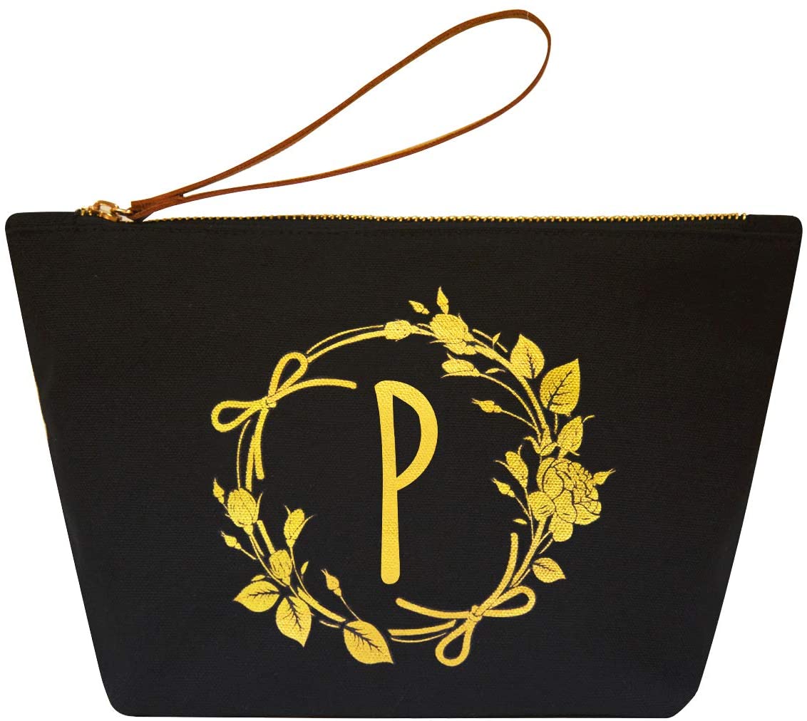 ElegantPark Monogrammed Gifts for Women Personalized Makeup Bag Monogram L Initial Makeup Bag for We