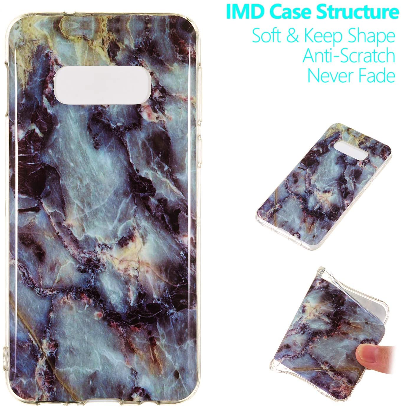 Amocase Marble Case with 2 in 1 Stylus for Samsung Galaxy S10E,Glossy Soft Rubber Silicone TPU Shock