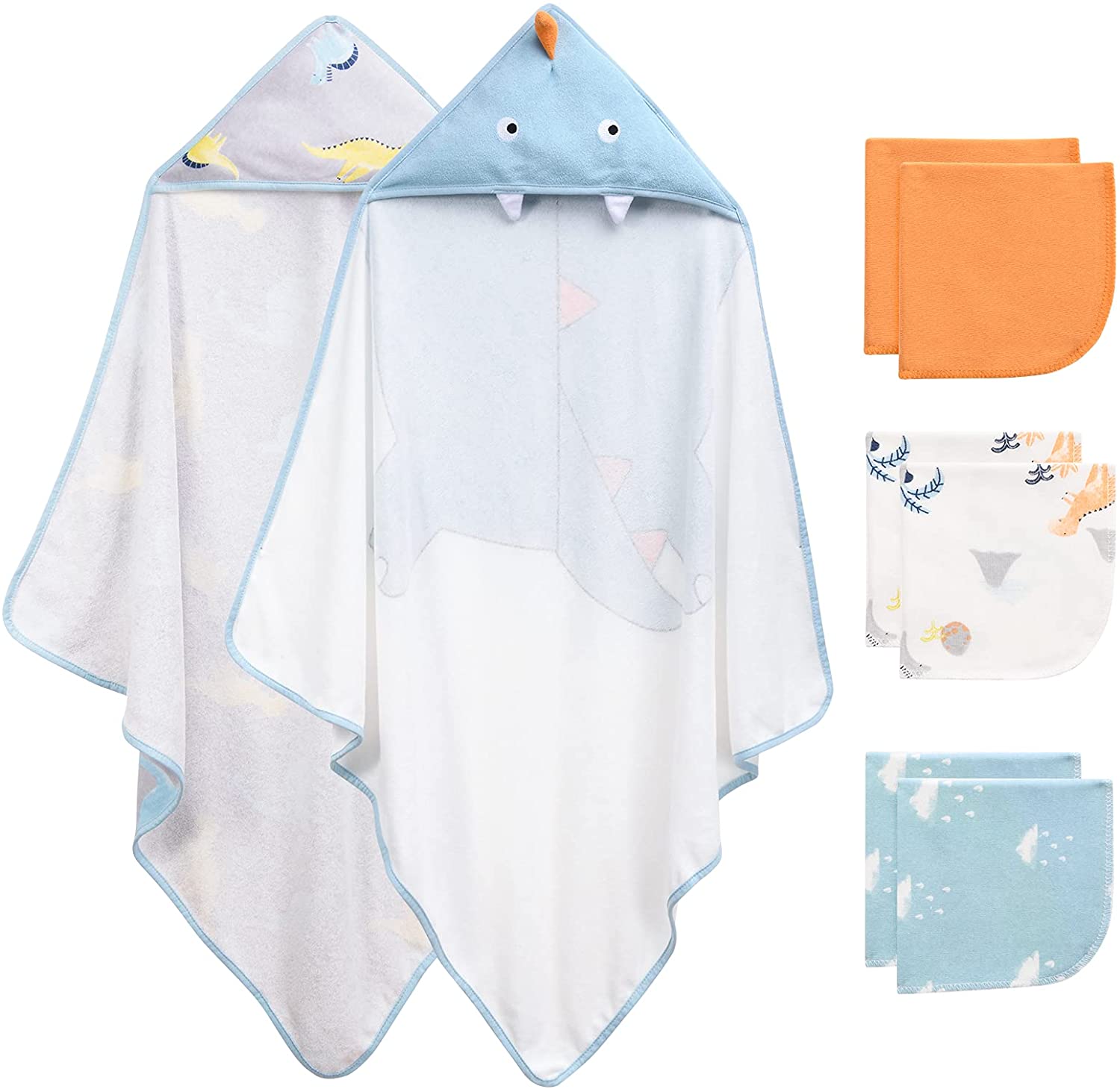 Baby Hooded Towel, Momcozy 8-Piece Baby Bath Towel for Boys or Girls, Baby Towel and Washcloth Set w