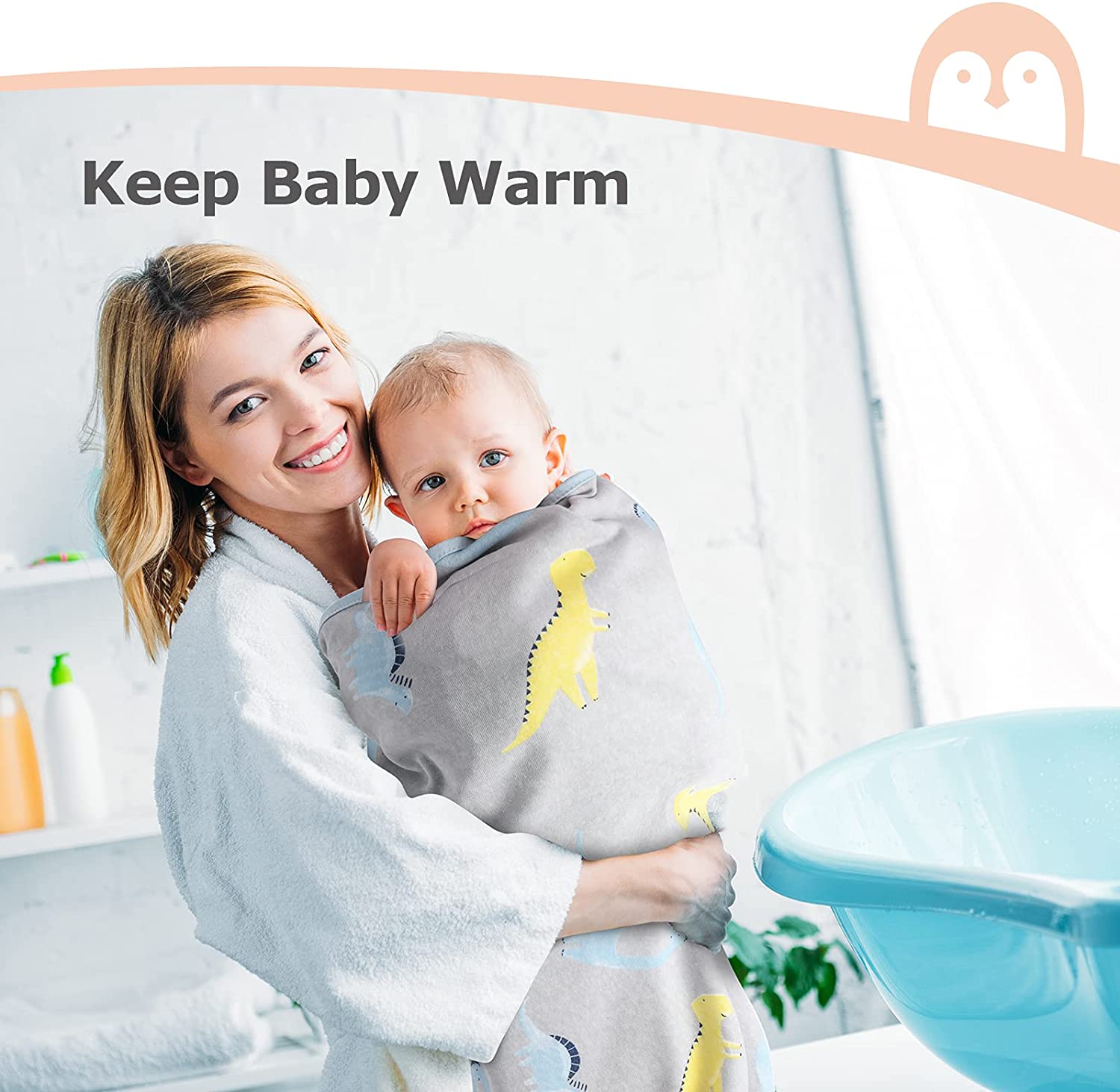 Baby Hooded Towel, Momcozy 8-Piece Baby Bath Towel for Boys or Girls, Baby Towel and Washcloth Set w