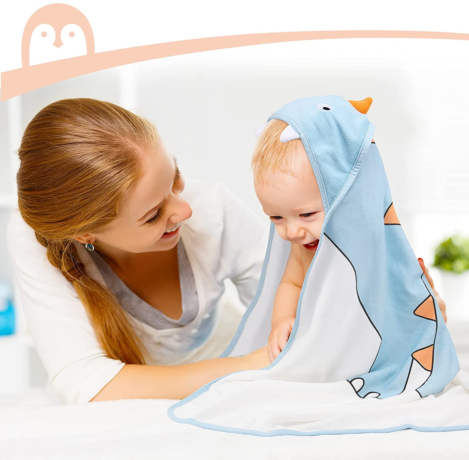 Baby Hooded Towel, Momcozy 8-Piece Baby Bath Towel for Boys or Girls, Baby Towel and Washcloth Set w
