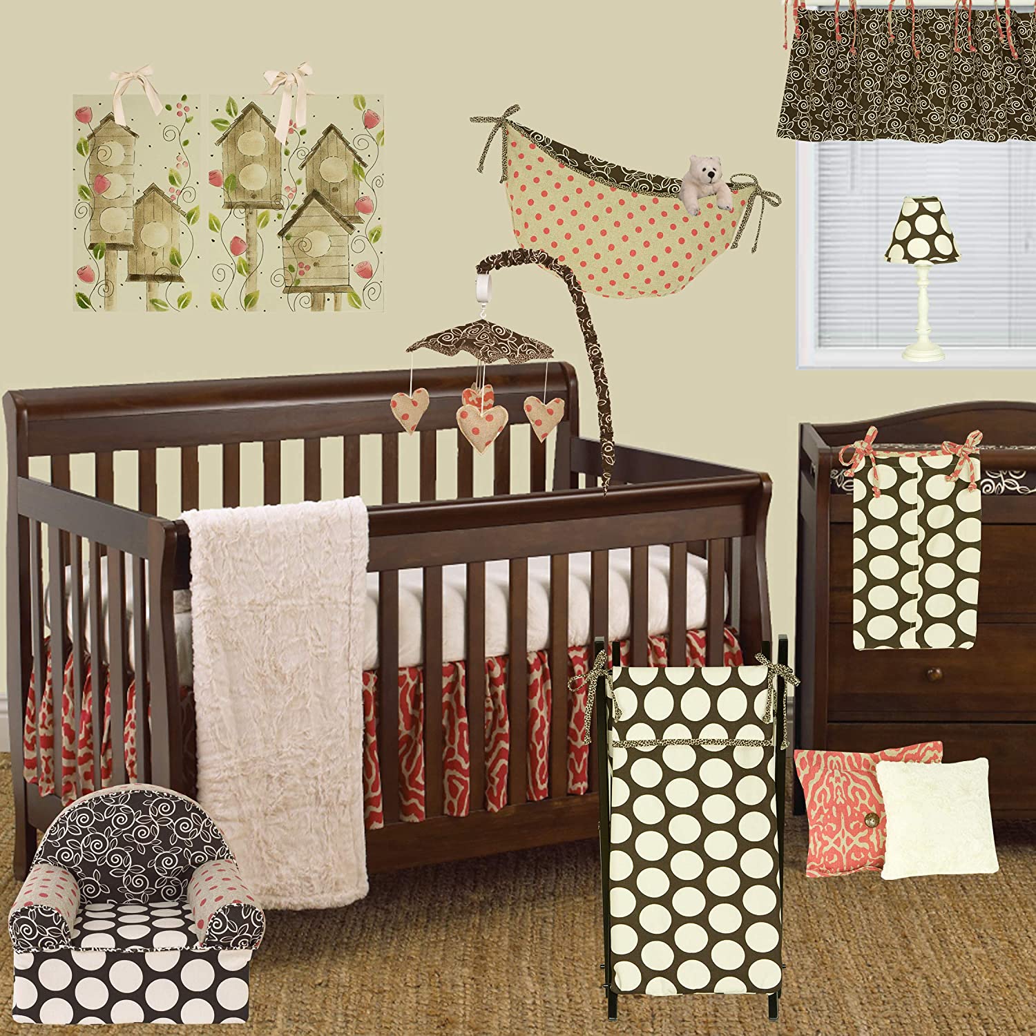 Cotton tale designs 3 Piece Baby Bedding Set, Raspberry Dot