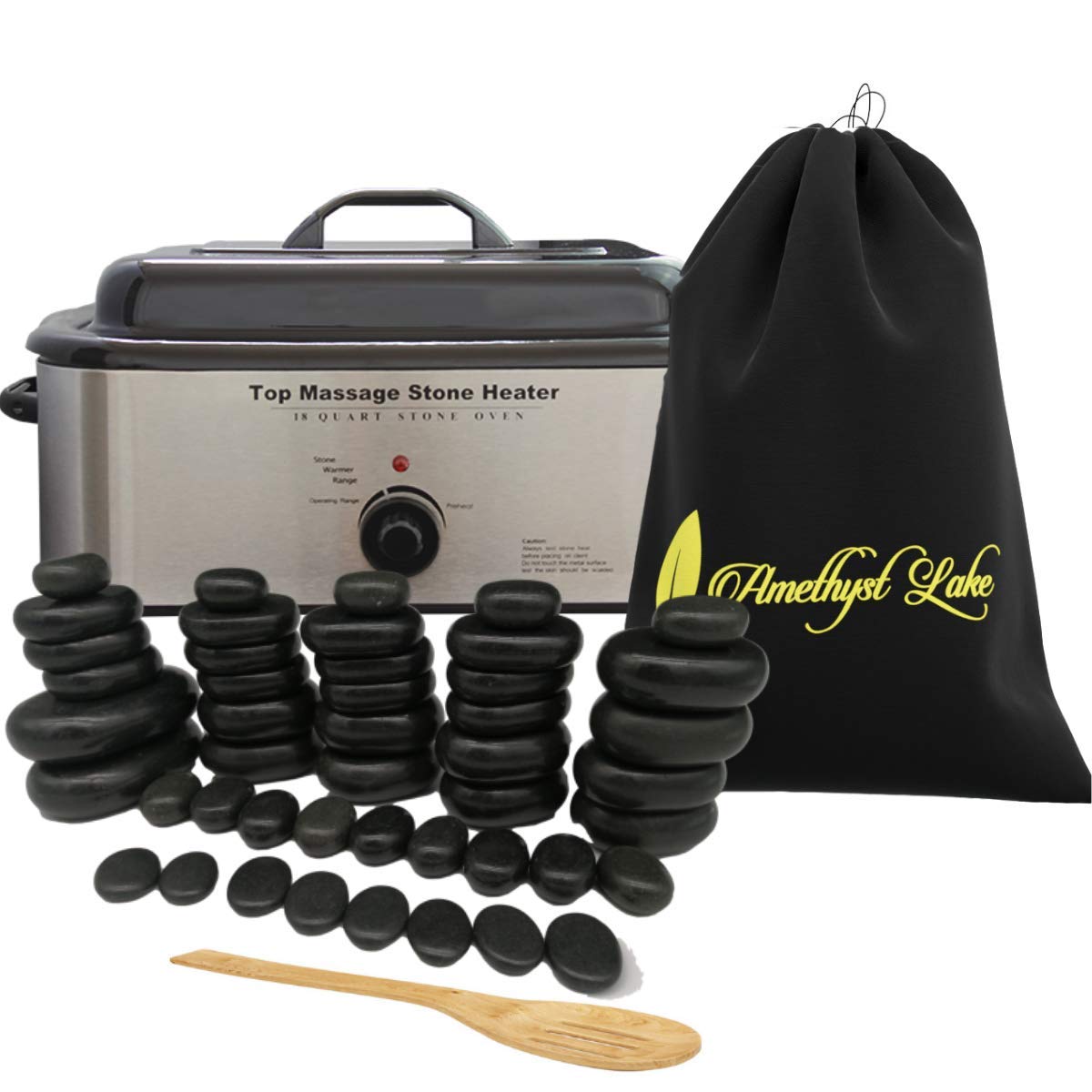 Amethyst Lake Hot Stones Massage Set With Warmer Pot - 48 Basalt Hot Stone 18 Quart Oven Water Heate