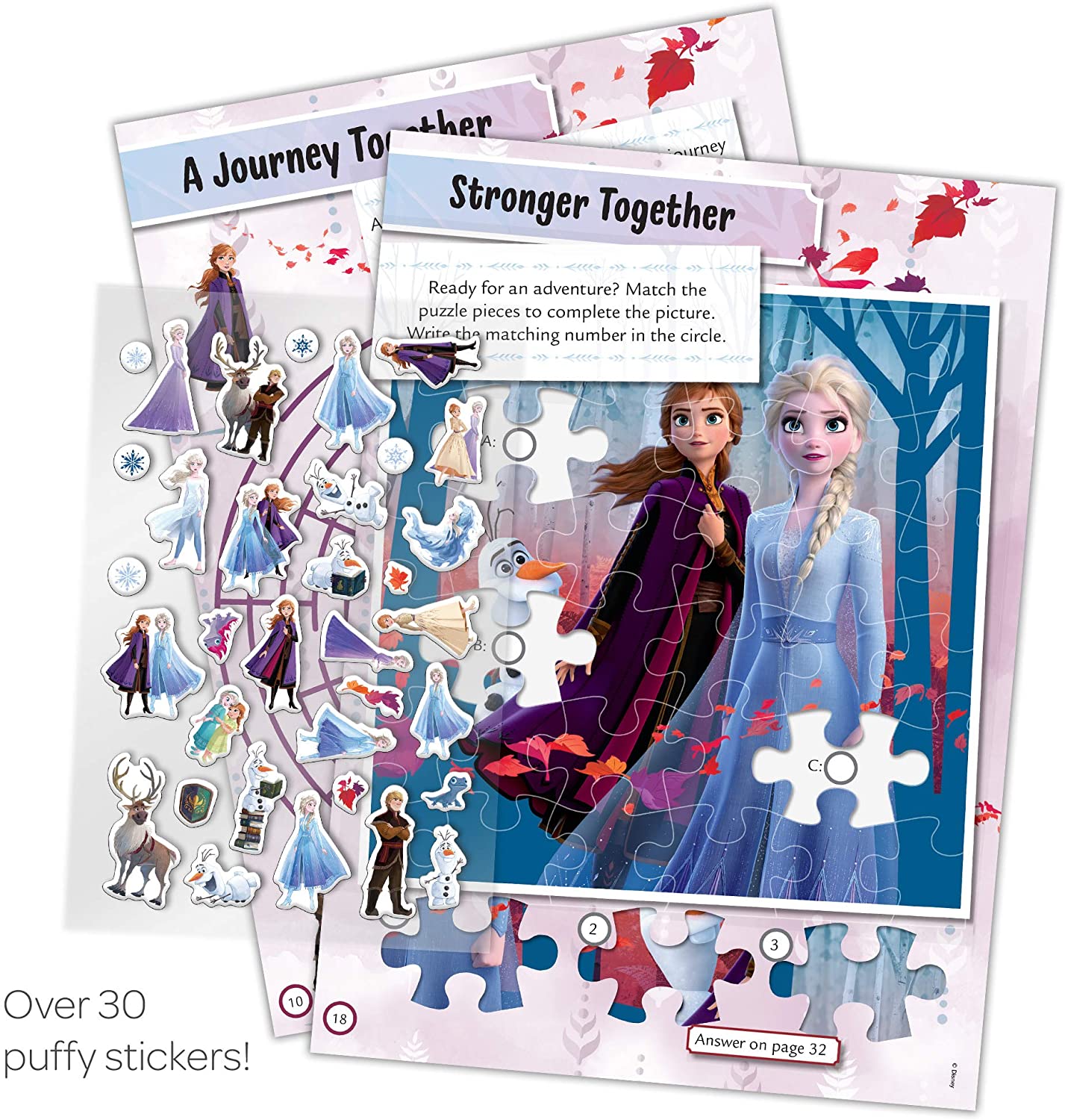Disney Frozen 2 Anna and Olaf 32-Page Coloring and Activity Book with Puffy Stickers 45823, Bendon