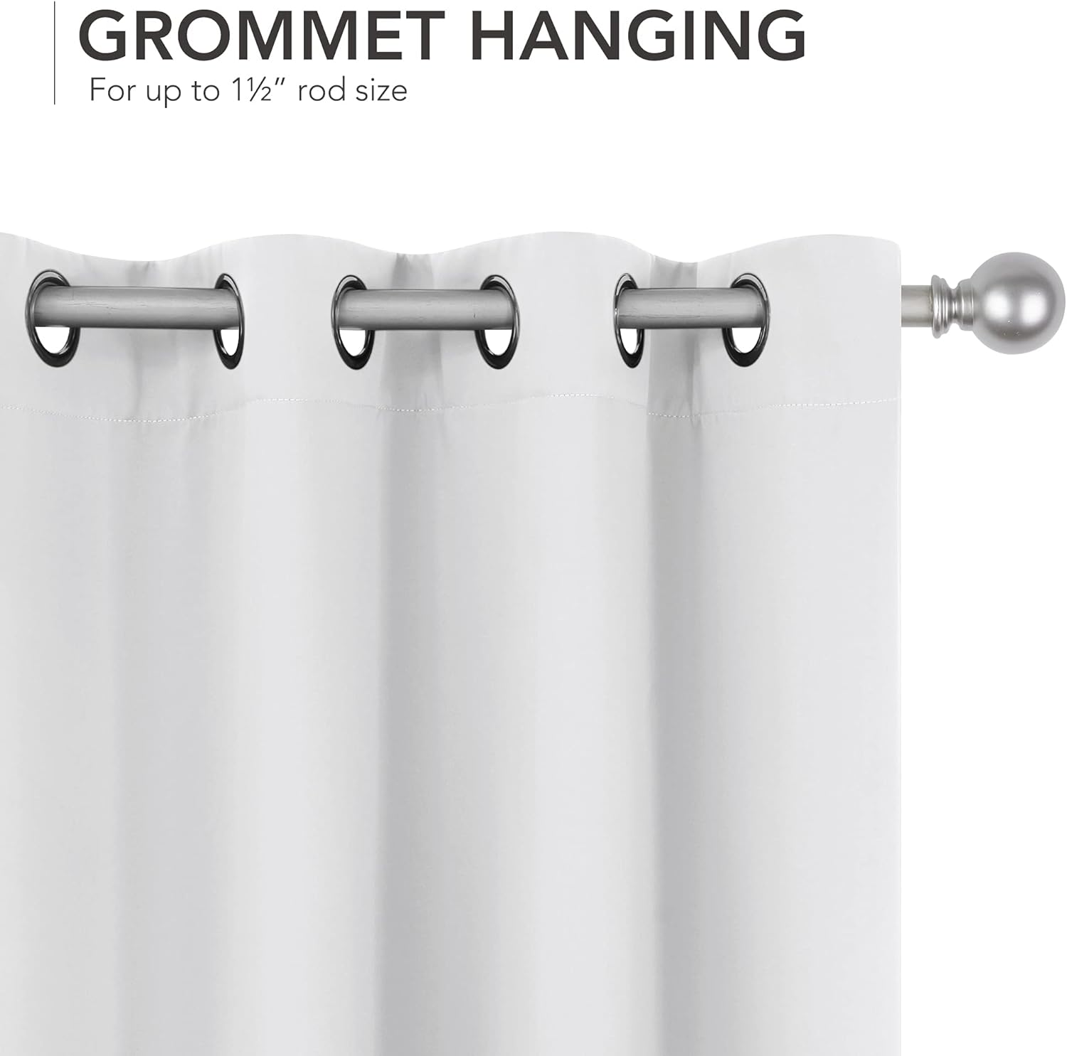 Deconovo 100% Blackout Curtains, Pure White, Total Light Blocking Curtain 108 Inch Length with Liner