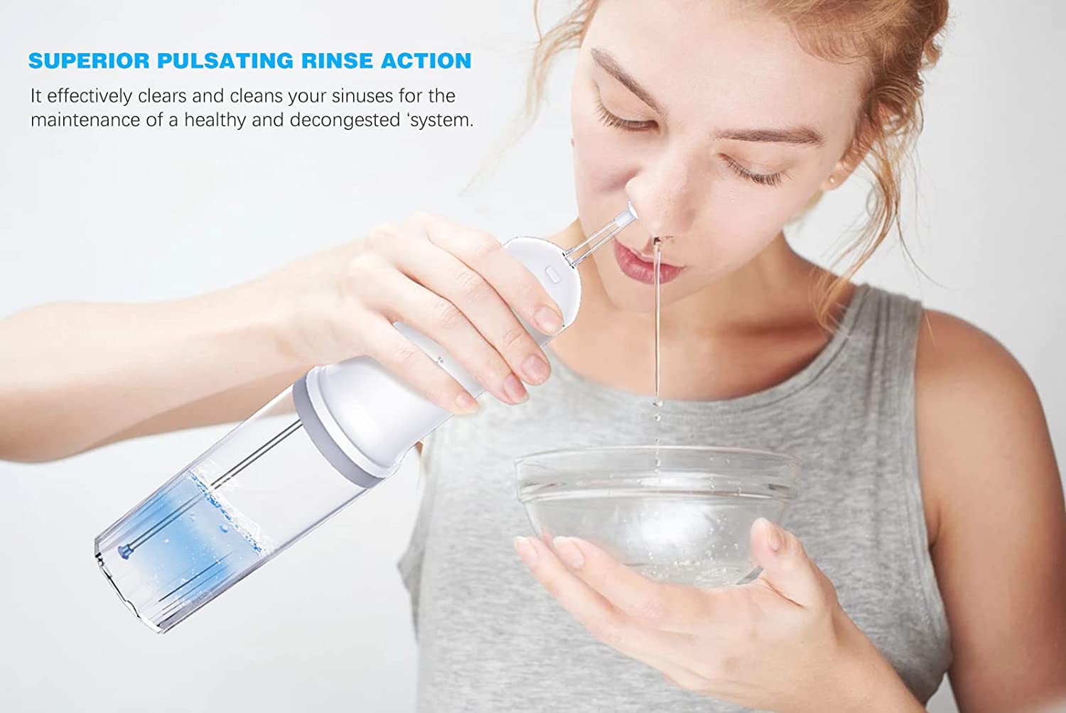 Nasal Sinus Irrigation System, Nose Wash Cleaner 4 Pressure Rinse Nasal Irrigation for Adult & Kid w