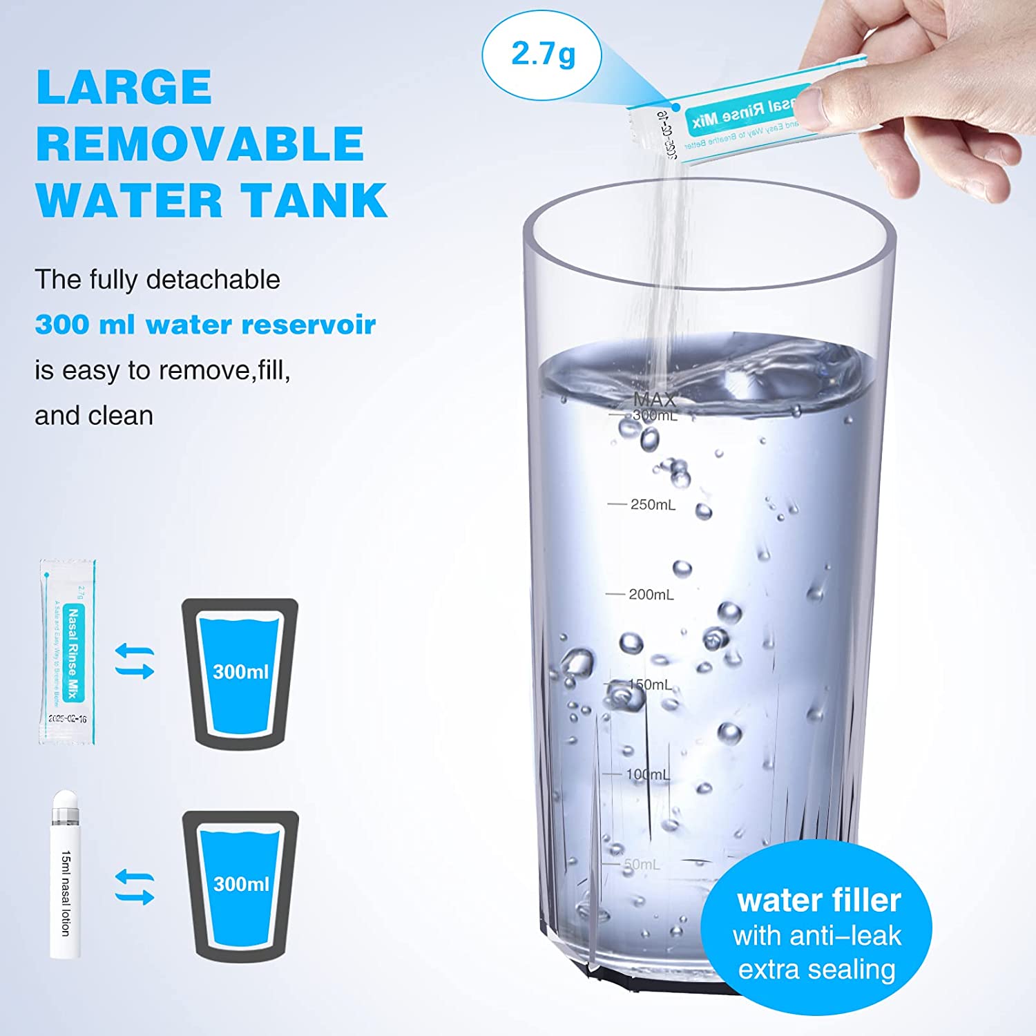 Nasal Sinus Irrigation System, Nose Wash Cleaner 4 Pressure Rinse Nasal Irrigation for Adult & Kid w