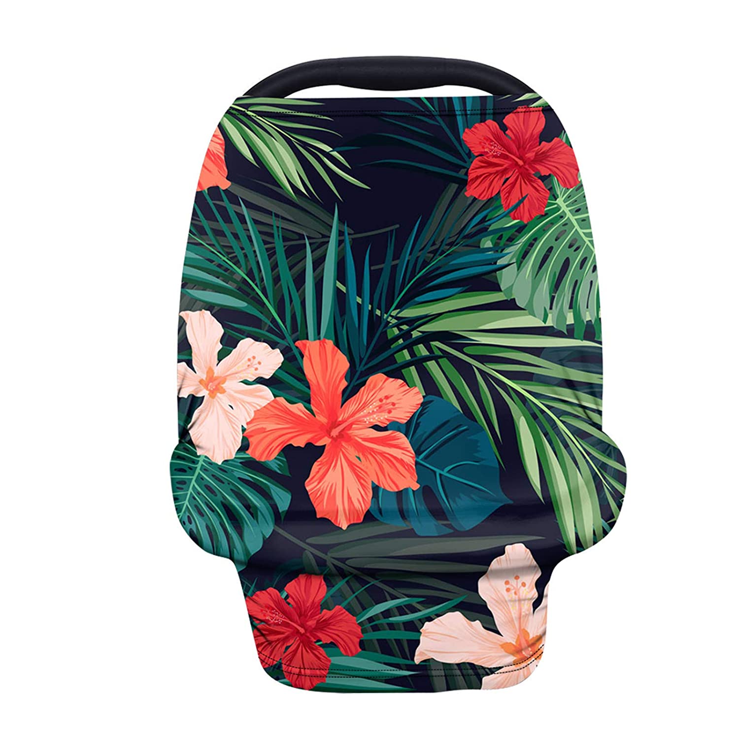 JOAIFO Tropical Palm Leaves Flower Muti Use Nursing Cover Premium Carseat Canopy Fashion Breastfeedi