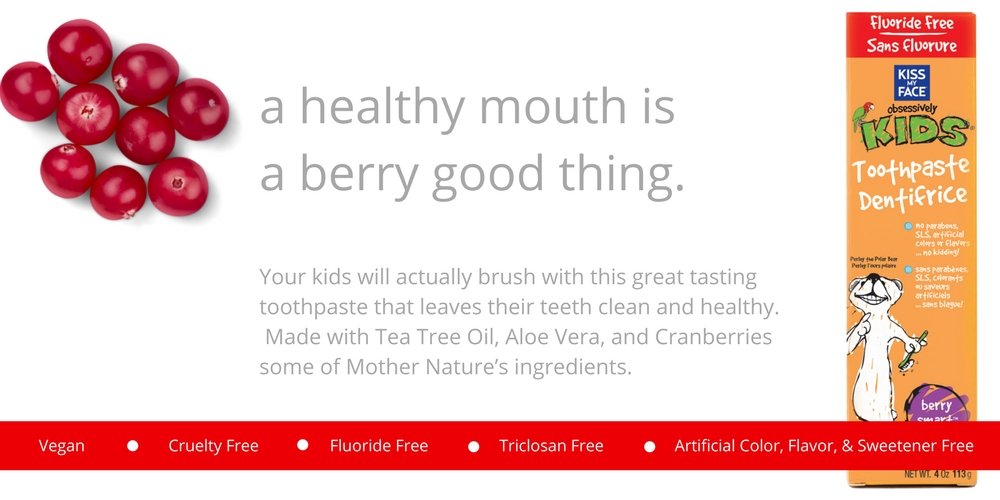 Kiss My Face Kids Berry Smart Gel Toothpaste - SLS and Fluoride Free - Removes Plaque And Prevents T