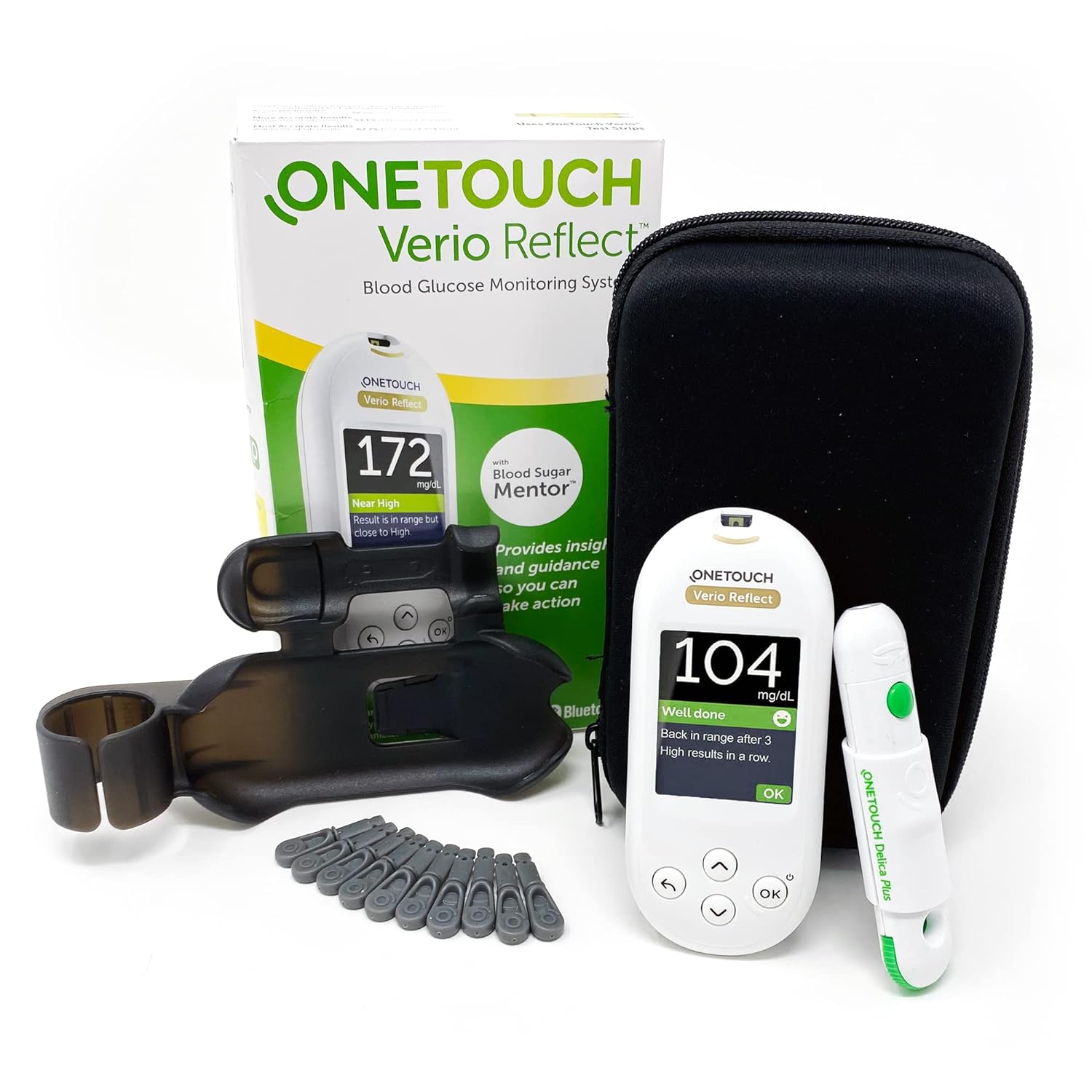 OneTouch Verio Reflect Blood Glucose Meter | Glucose Monitor For Blood Sugar Test Kit | Includes Blo